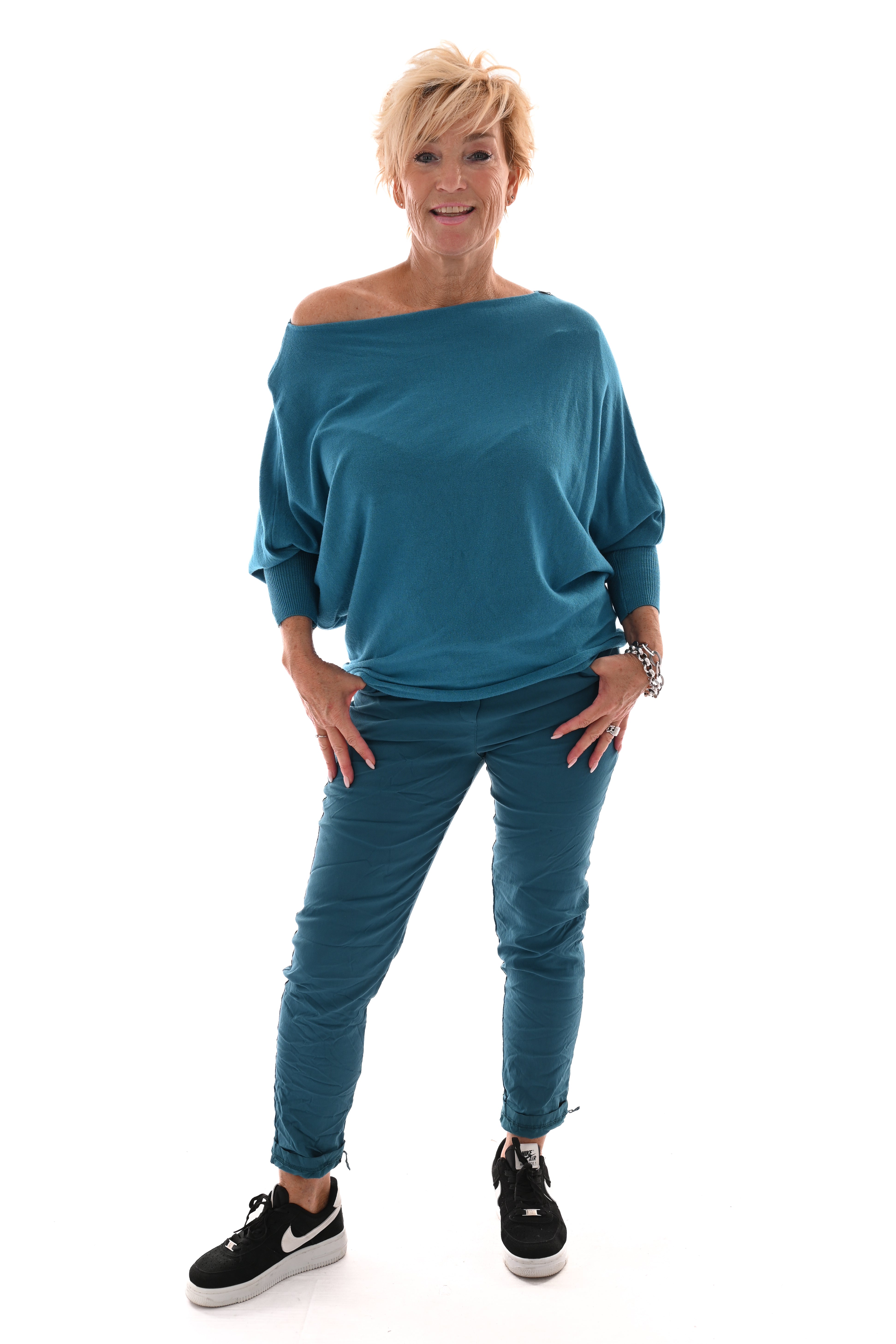 Trui vleermuis uni blauw