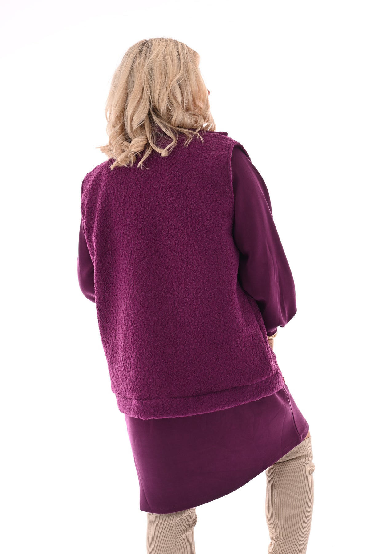 Boucle gilet met knopen en zakken magenta
