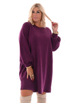 Sweaterdress pofmouwen paars