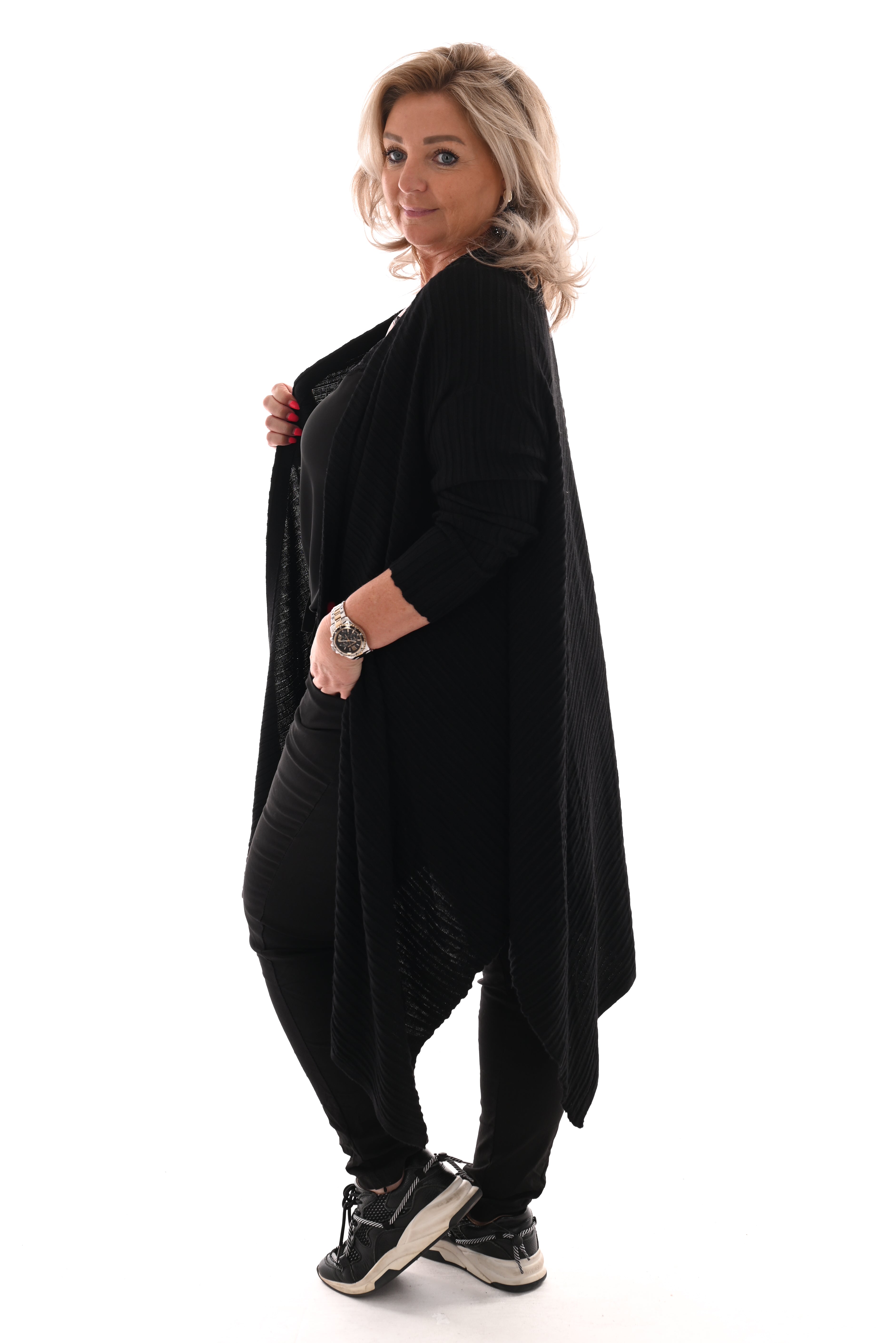 Vest half lang lines zwart