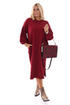 Sweaterdress met zakken bordeaux
