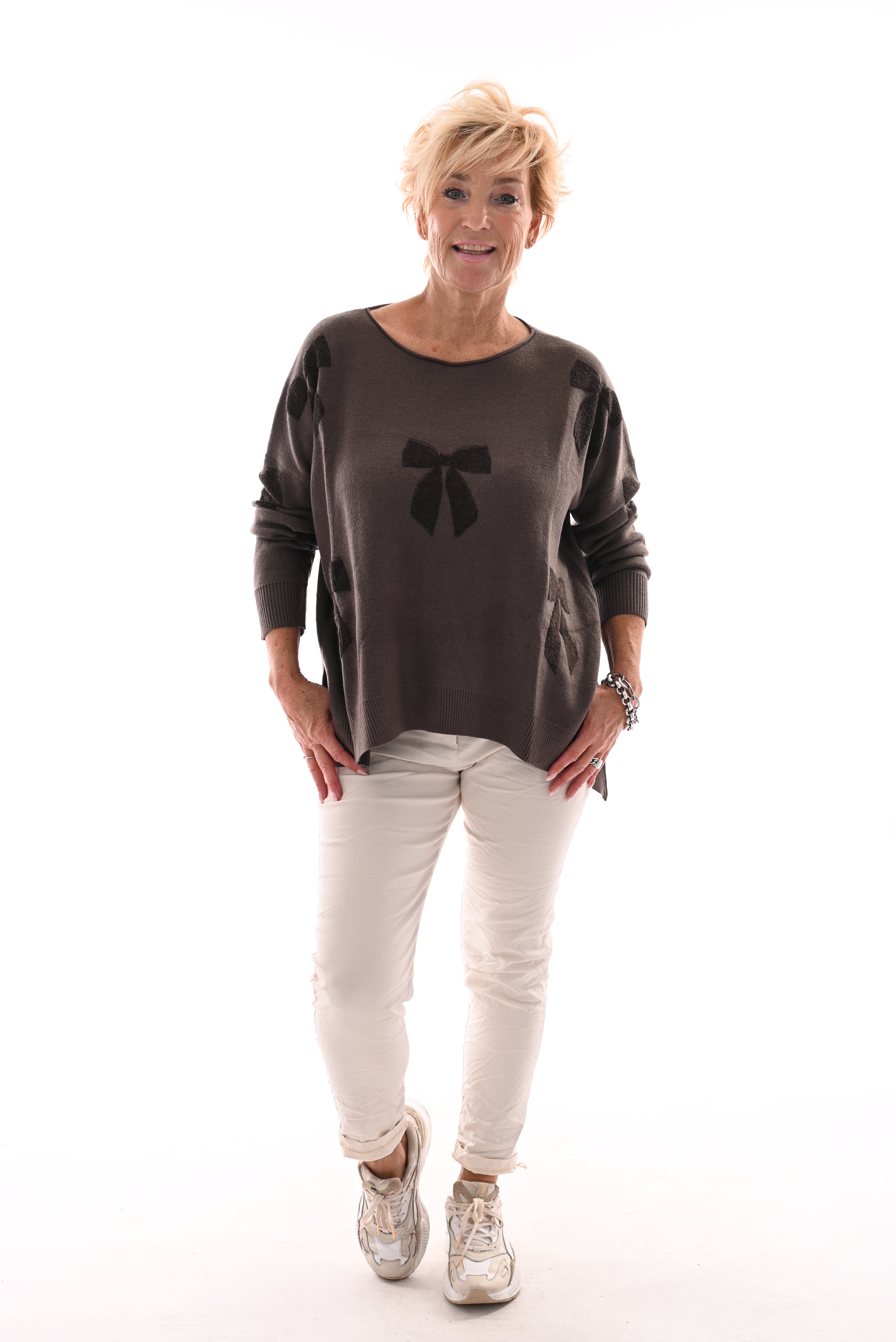Trui bows taupe