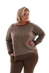 Trui pied-de-poule taupe