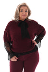 Boucle trui korte mouwen bordeaux