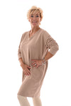 Sweaterdress v-hals uni beige