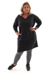 Sweaterdress v-hals uni antraciet