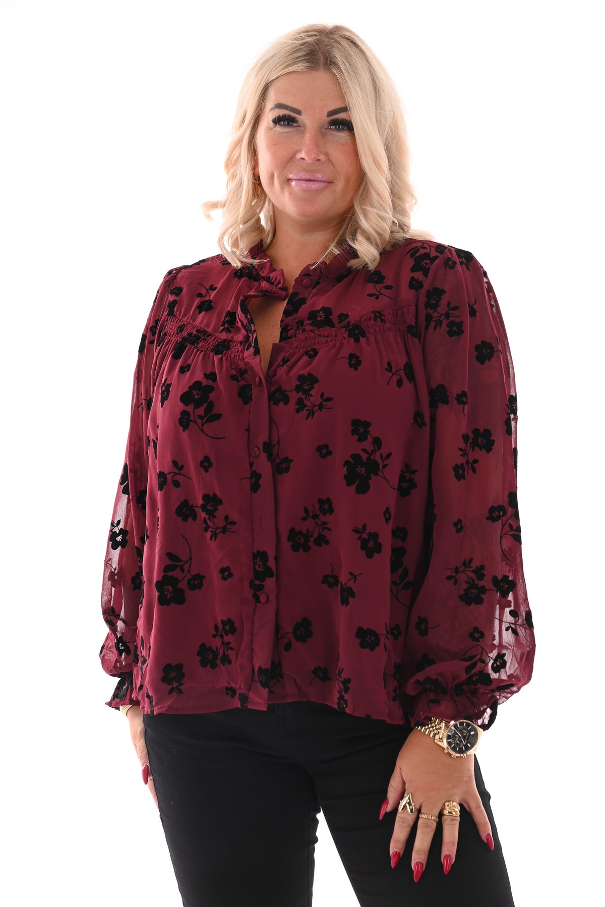 Blouse flowers bordeaux