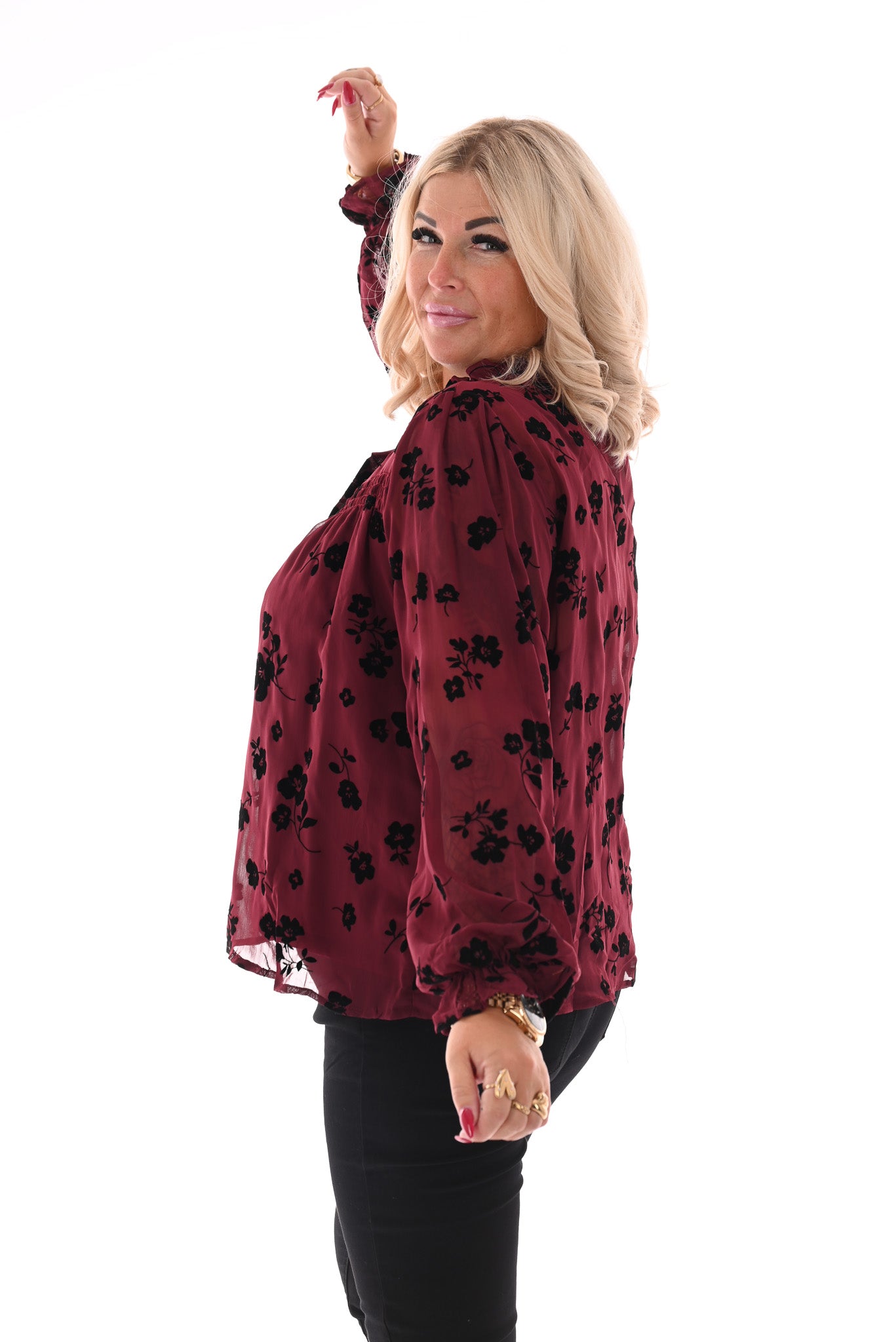 Blouse flowers bordeaux