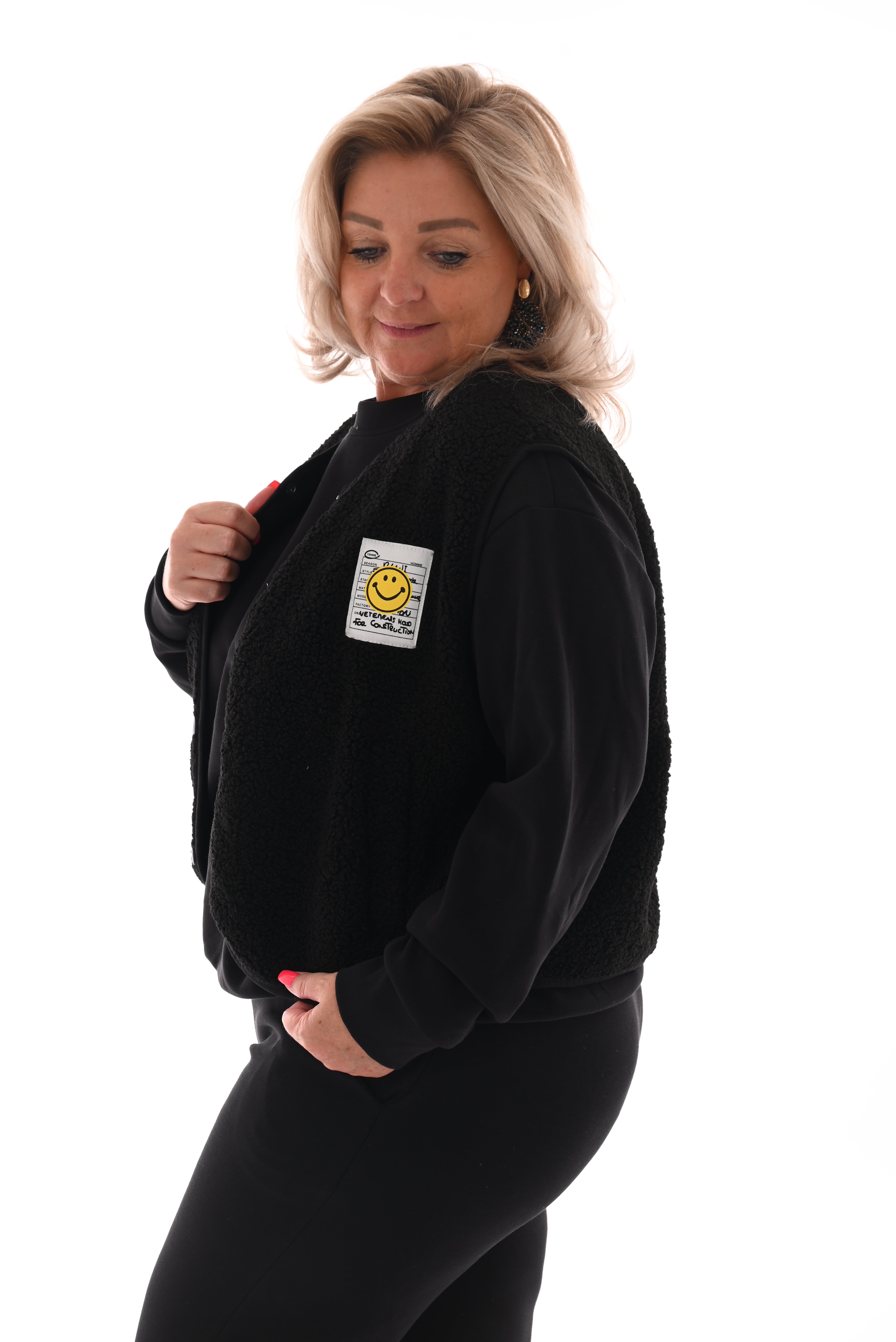 Gilet teddy smiley zwart