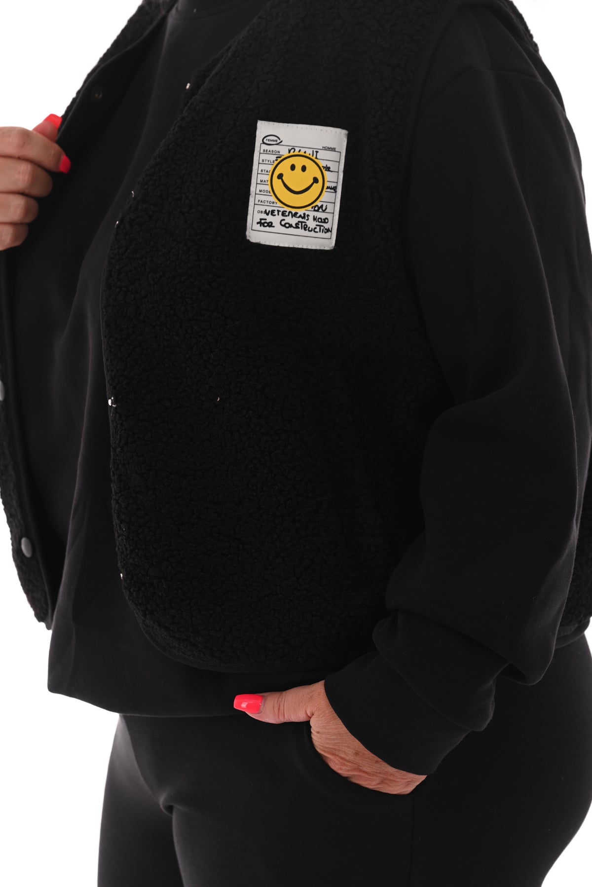 Gilet teddy smiley zwart
