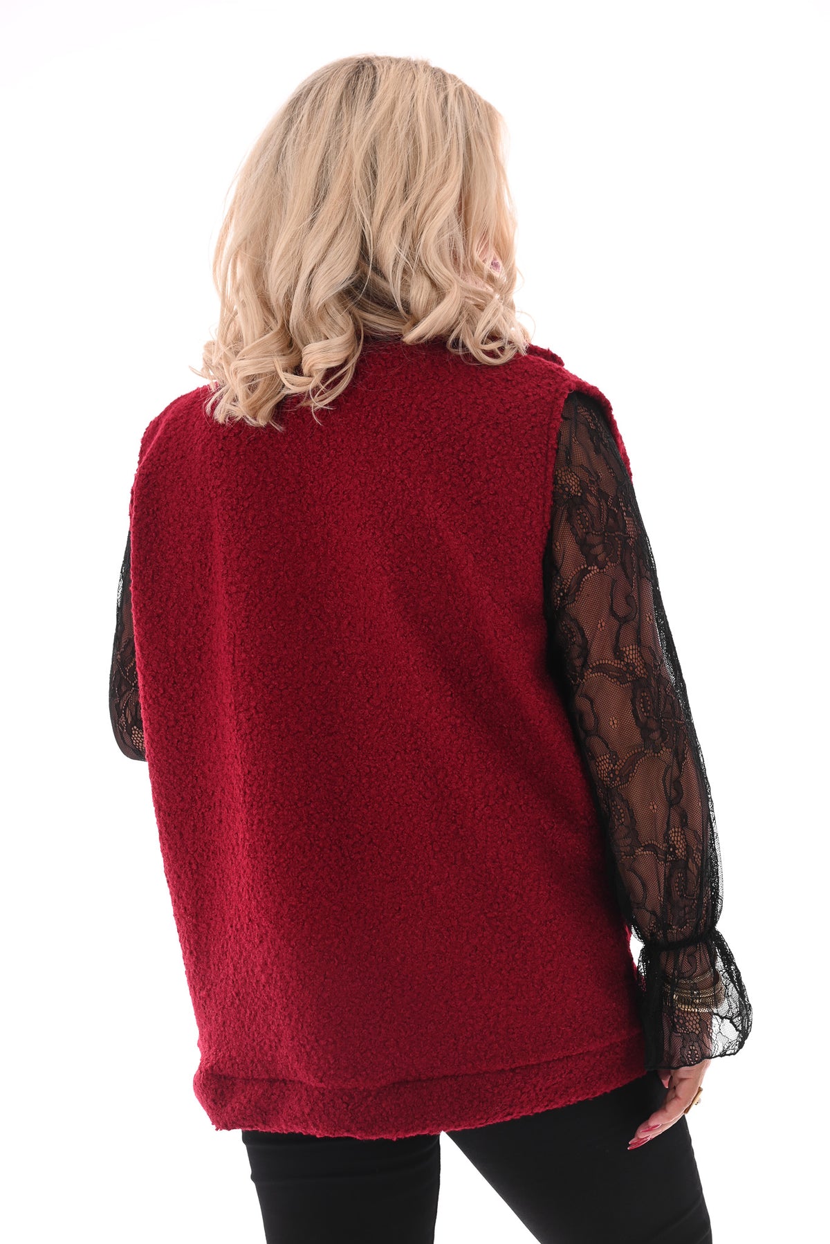 Boucle gilet met knopen en zakken bordeaux