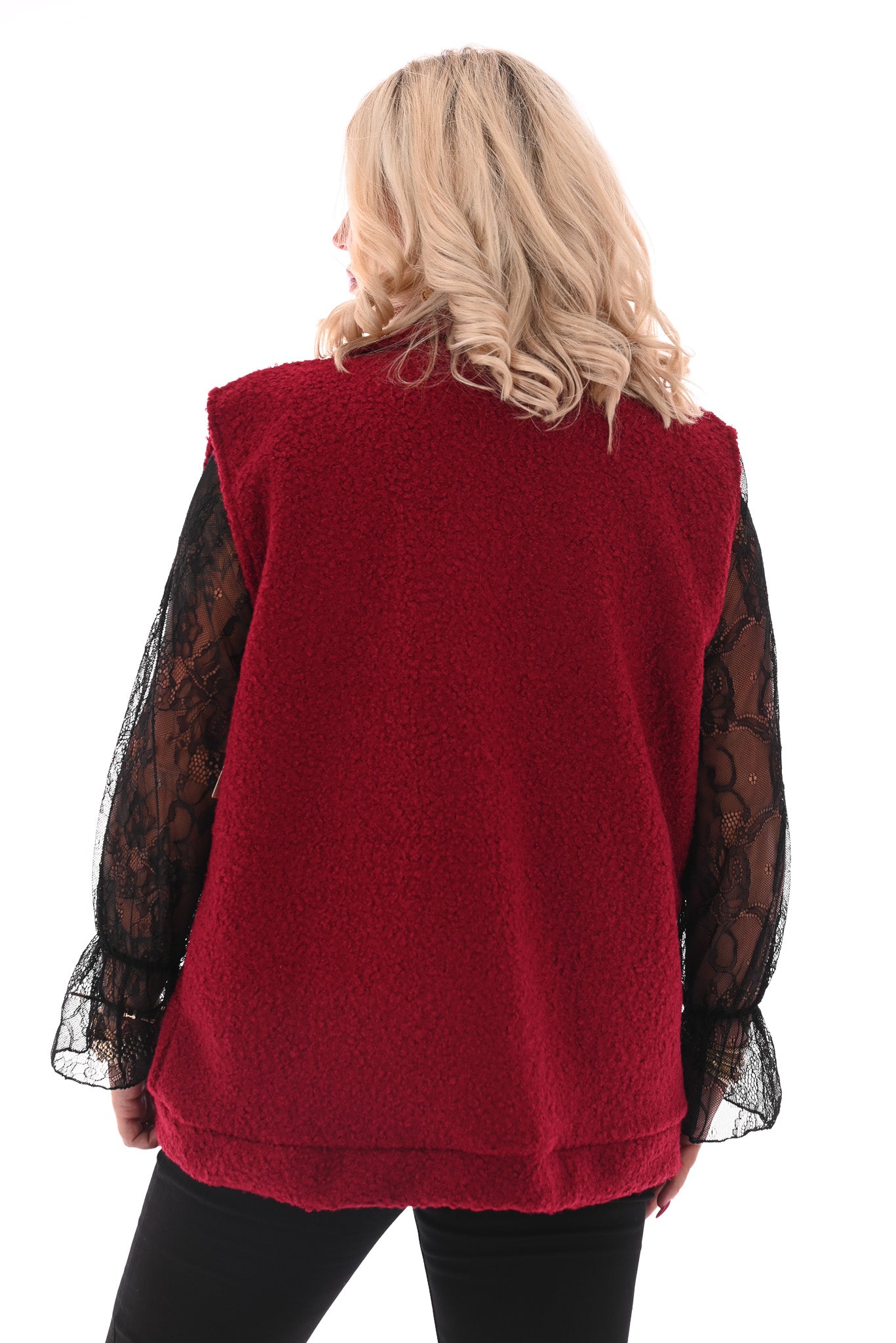 Boucle gilet met knopen en zakken bordeaux