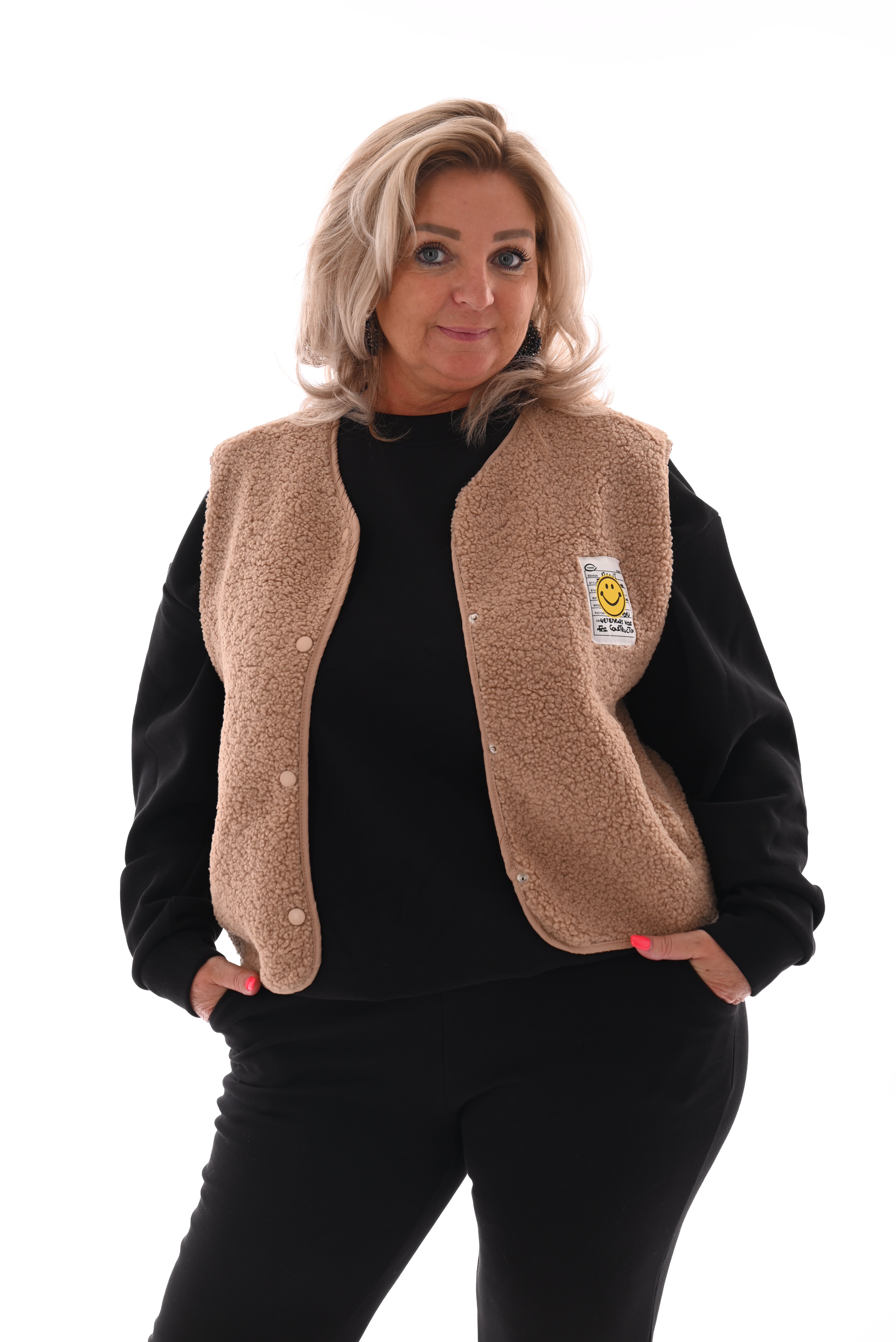 Gilet teddy smiley camel