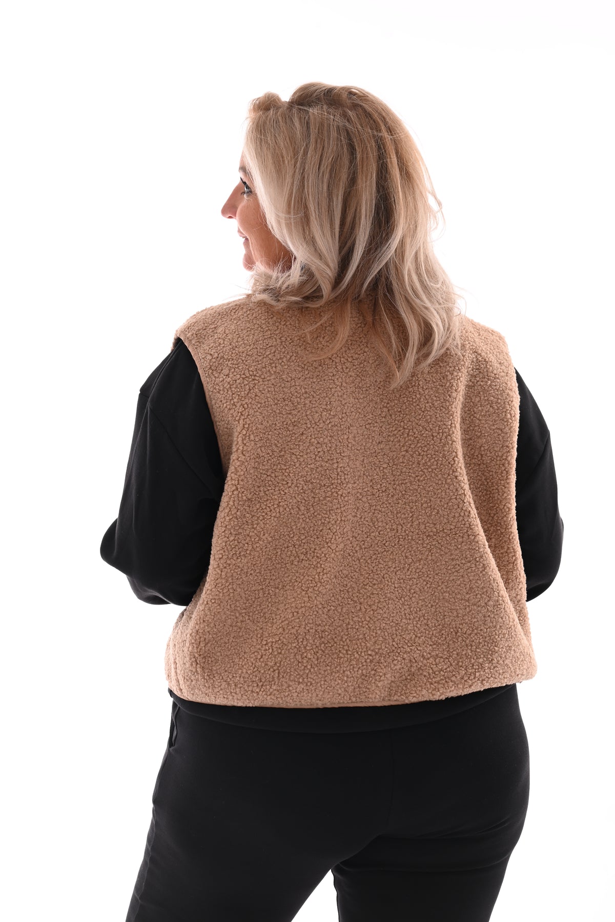 Gilet teddy smiley camel