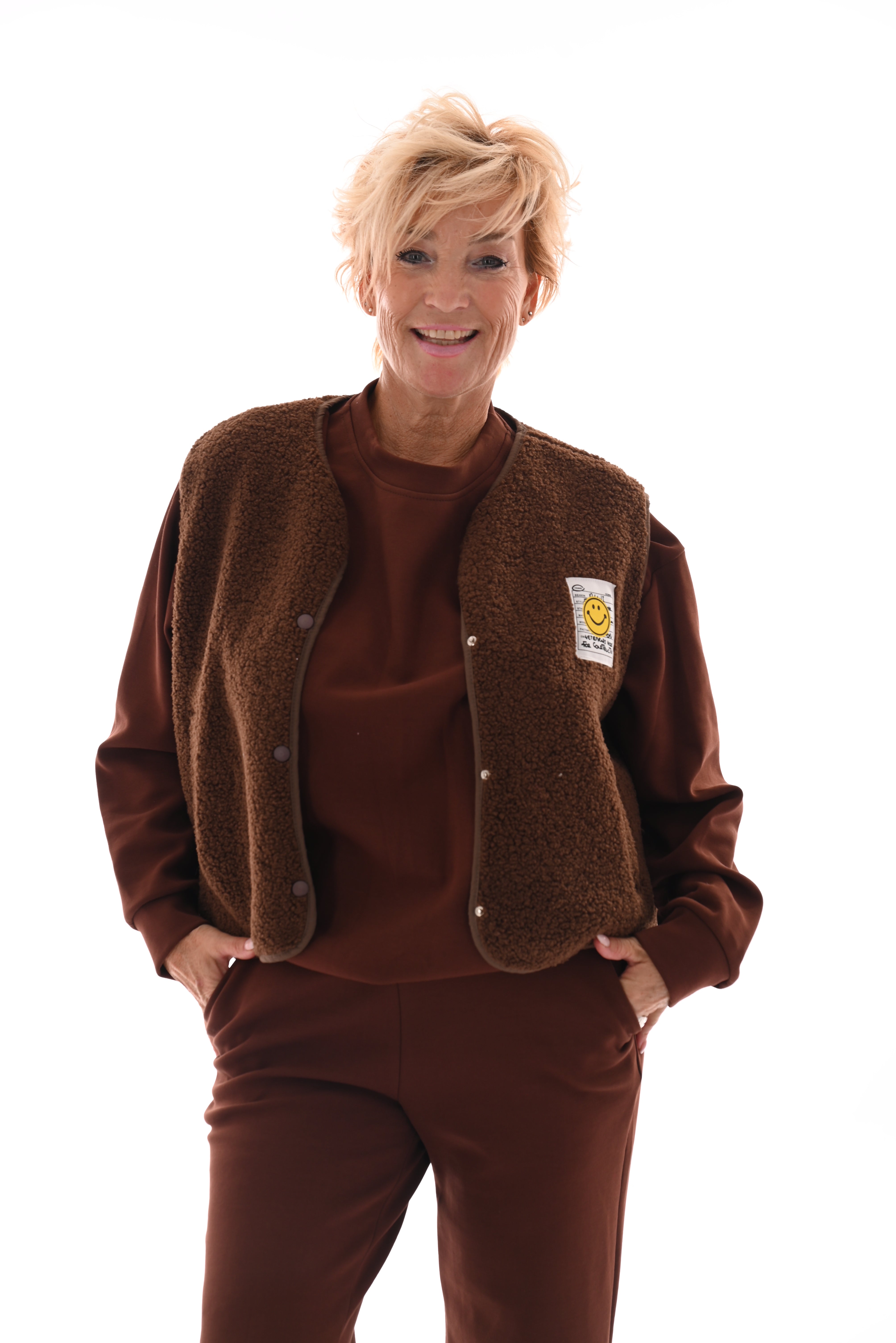Gilet teddy smiley bruin