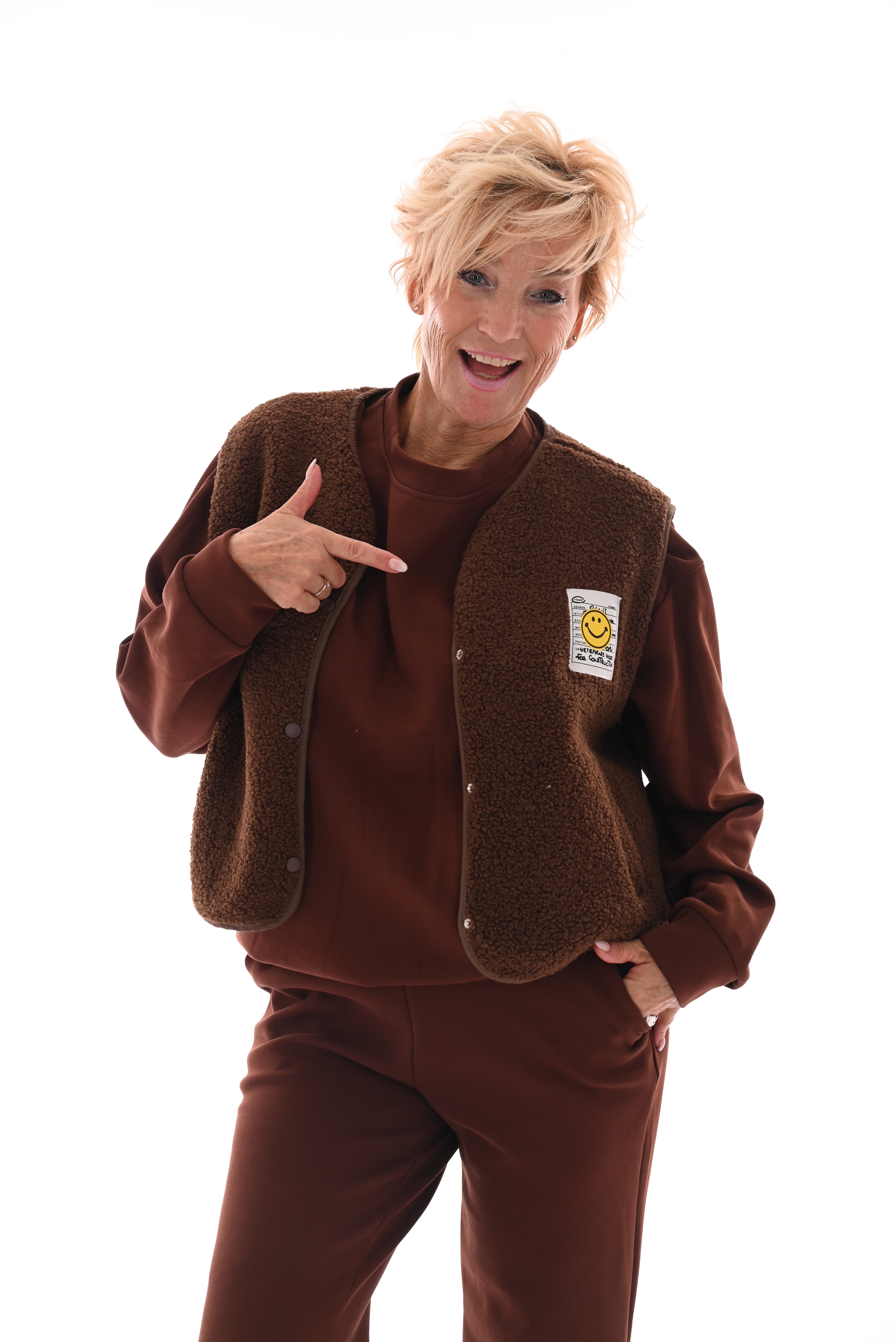 Gilet teddy smiley bruin
