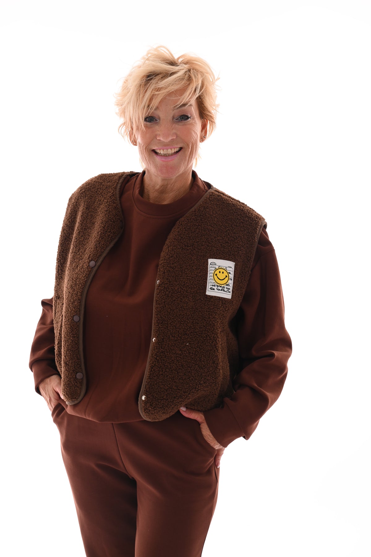 Gilet teddy smiley bruin