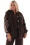 Boucle gilet met knopen en zakken donkerbruin