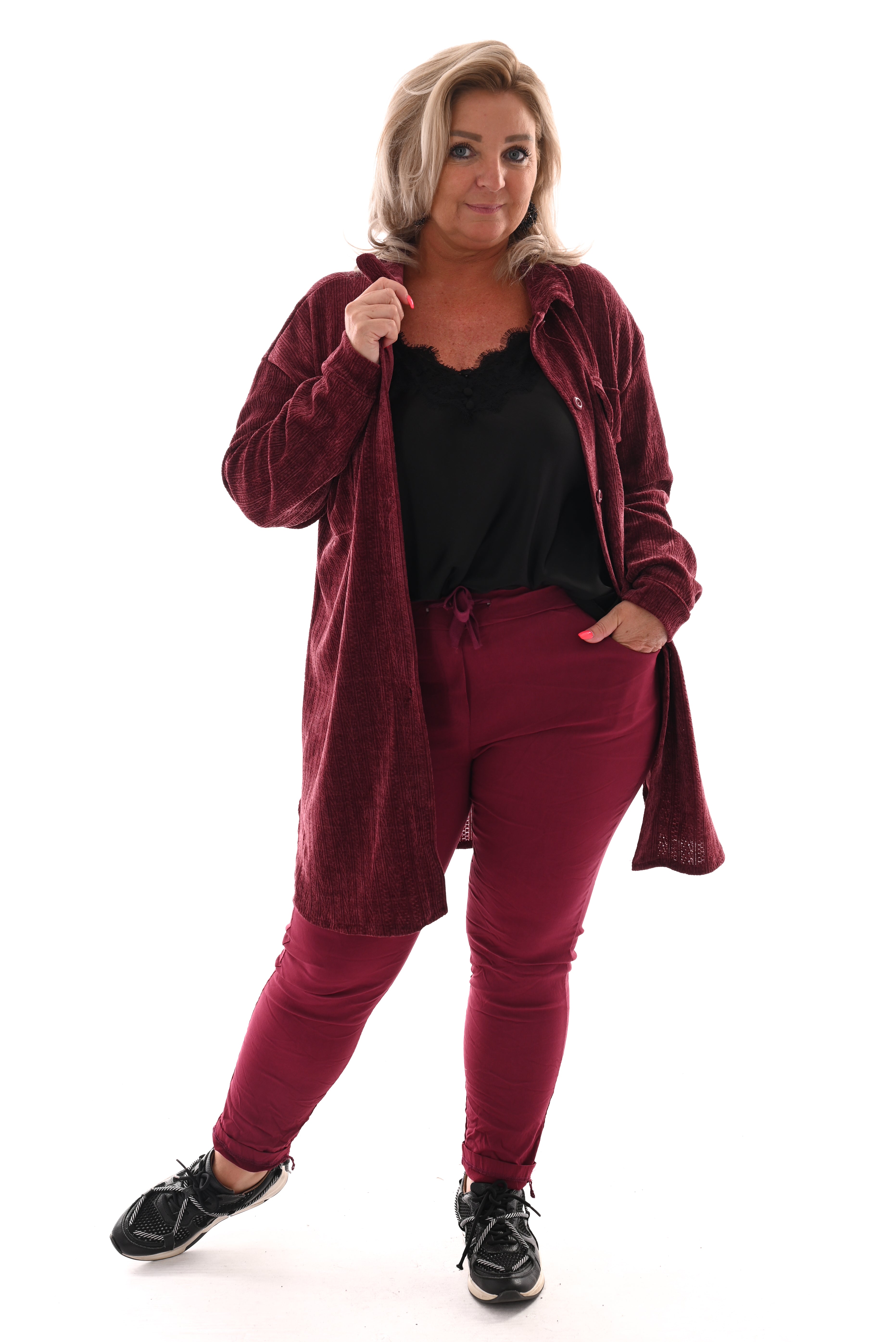 Corduroy blouse patroon bordeaux