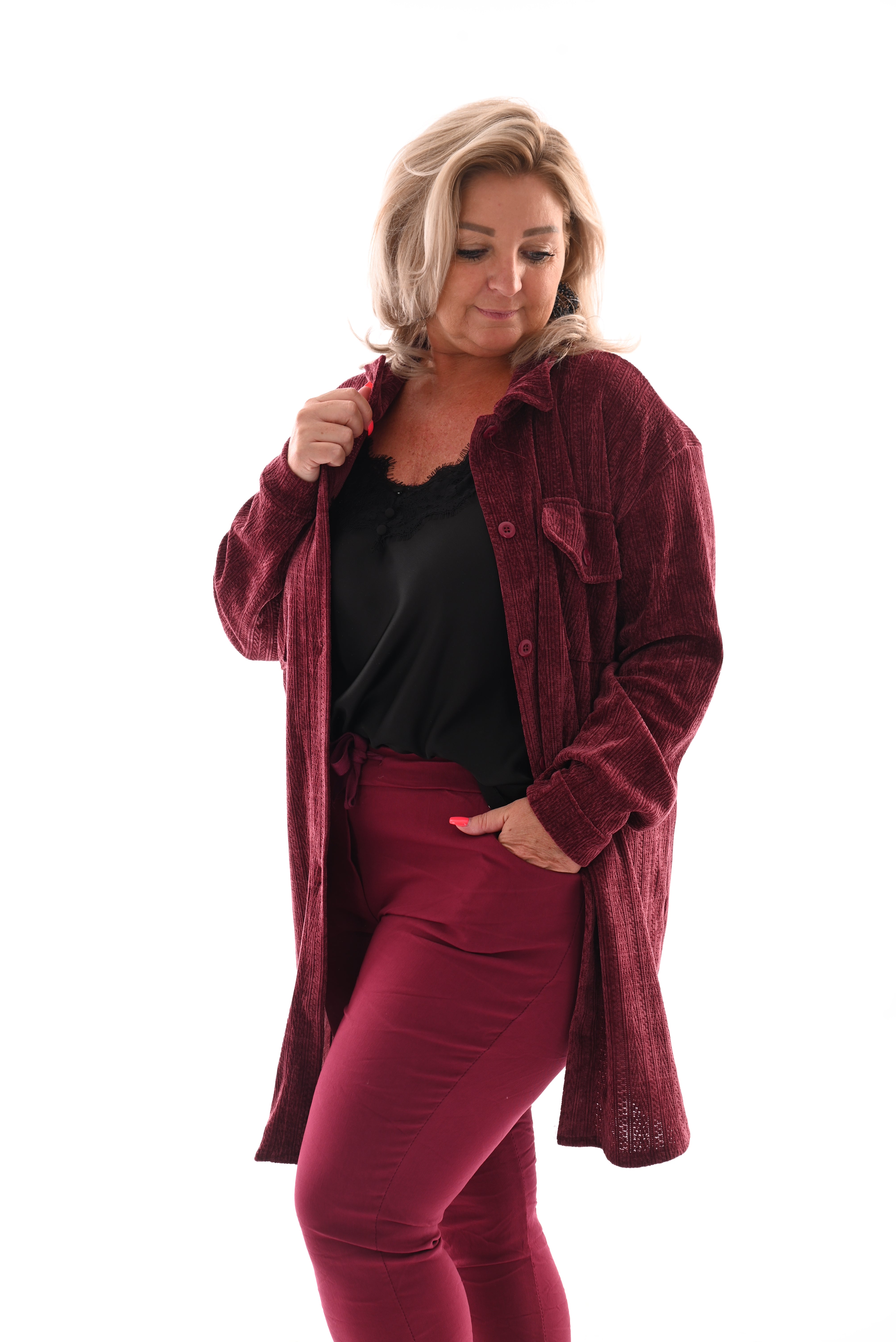 Corduroy blouse patroon bordeaux