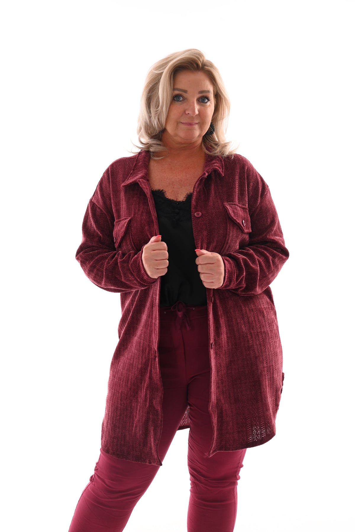 Corduroy blouse patroon bordeaux