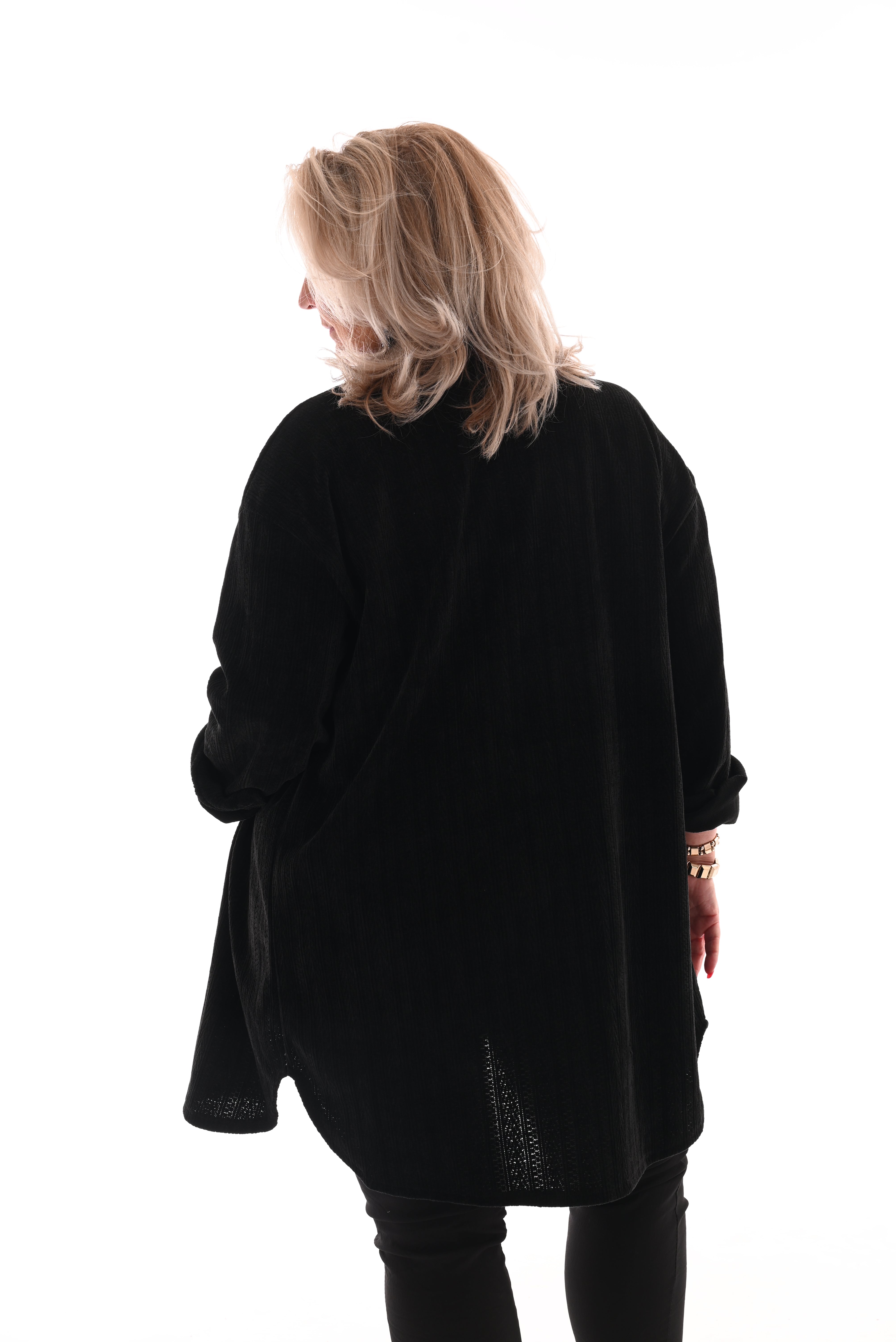Corduroy blouse patroon zwart