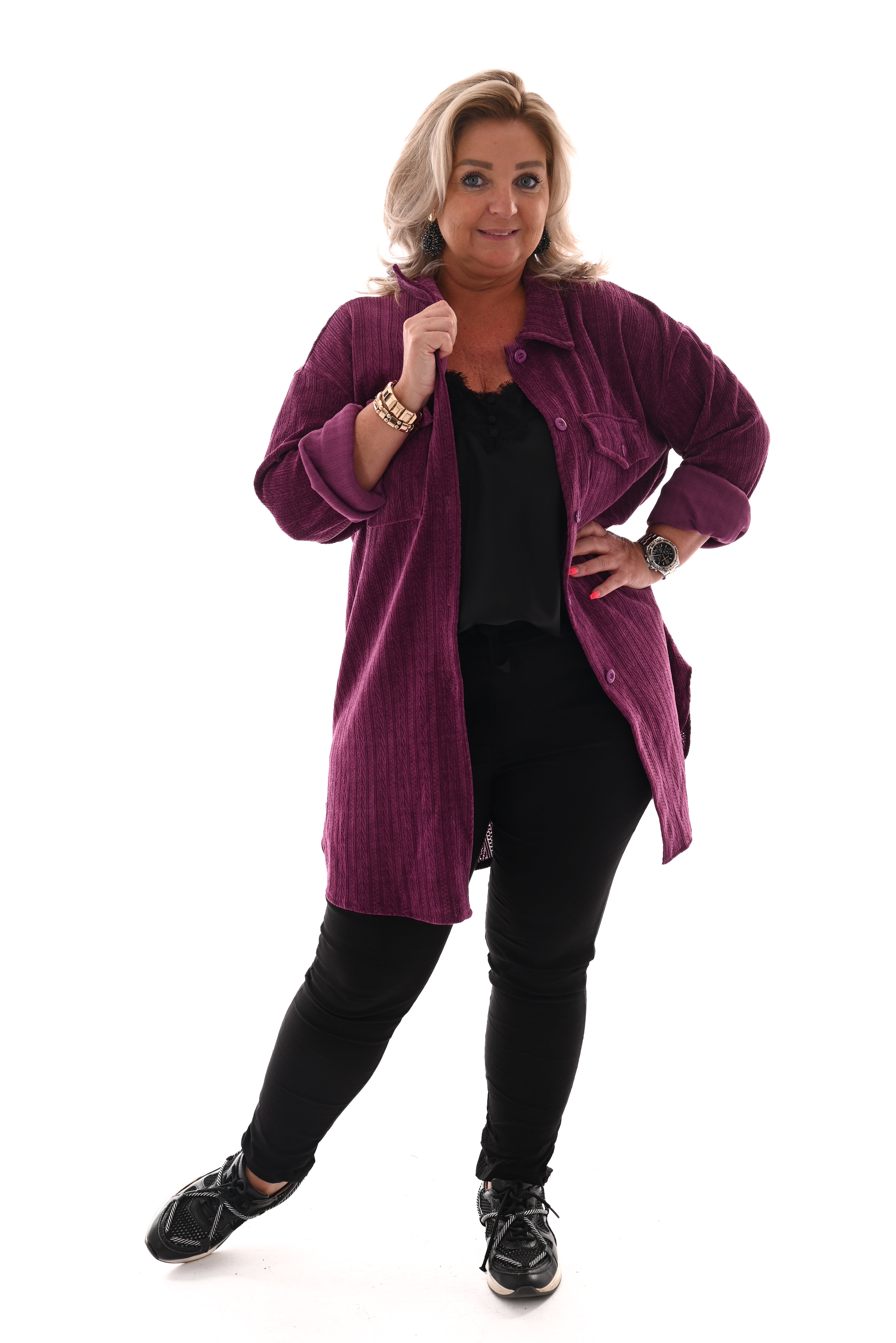 Corduroy blouse patroon paars
