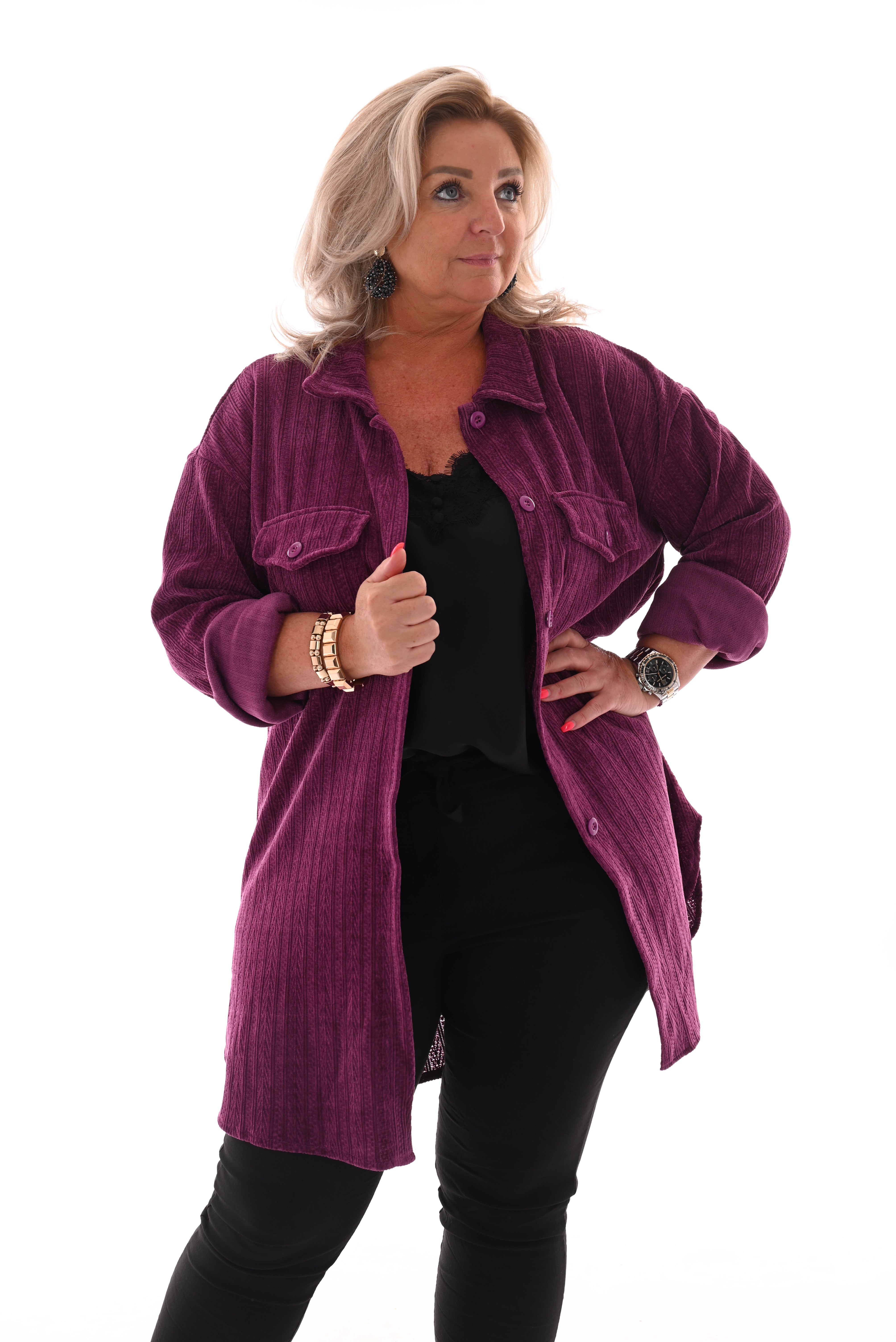 Corduroy blouse patroon paars