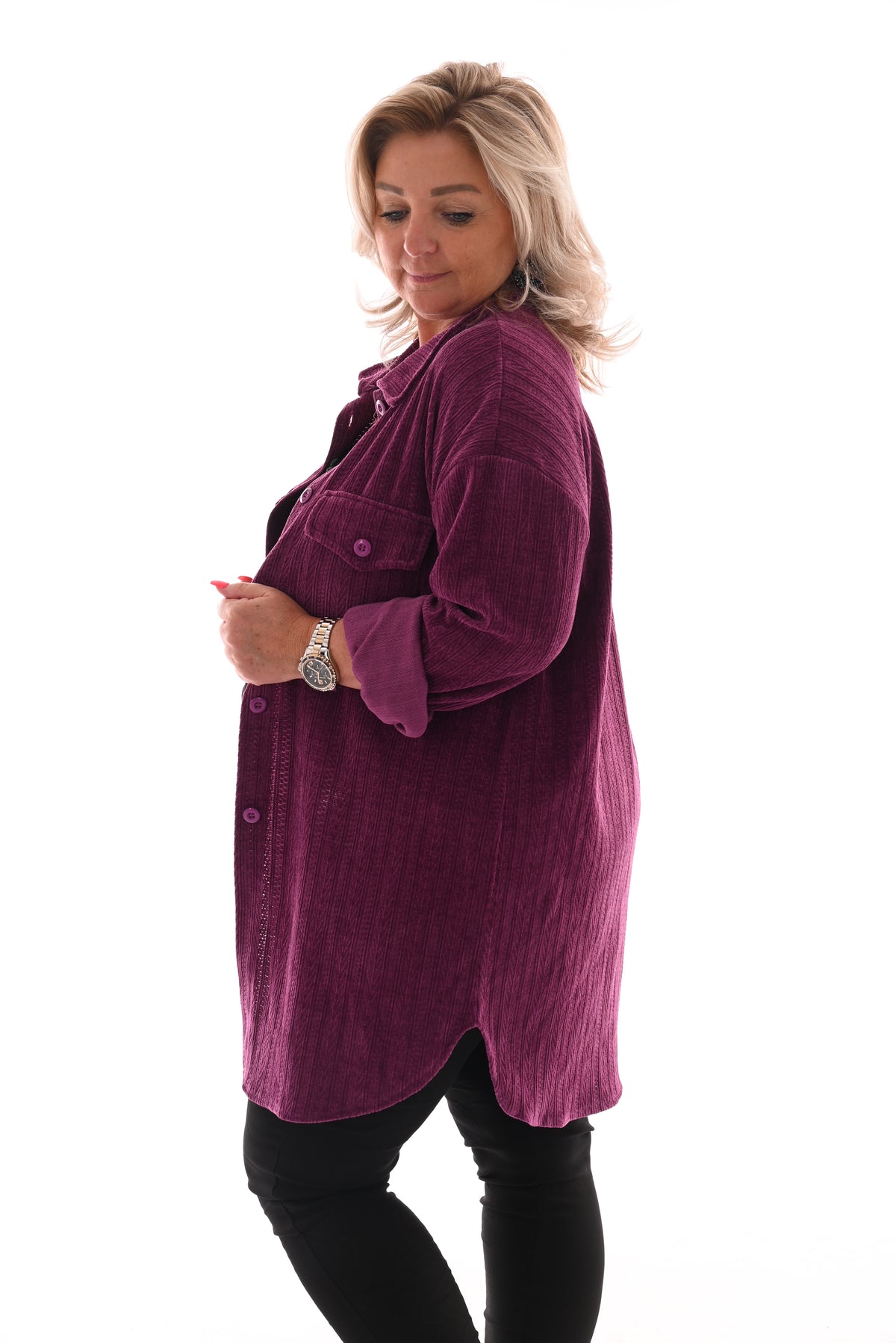Corduroy blouse patroon paars