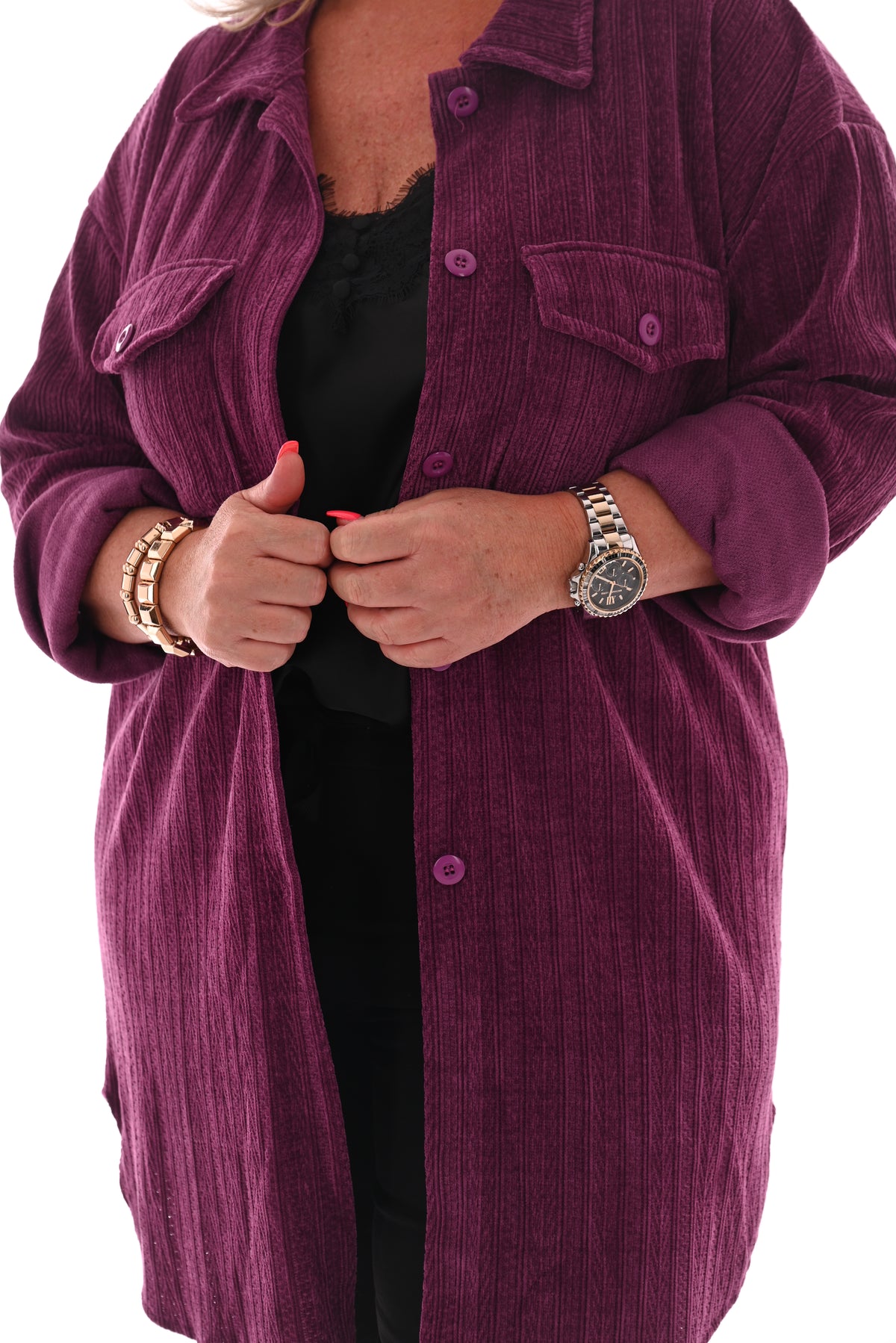 Corduroy blouse patroon paars