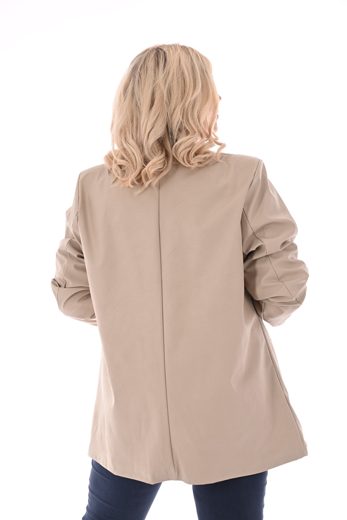 Leatherlook blazer met knopen beige
