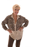 Doorknoop blouse silky panterprint beige