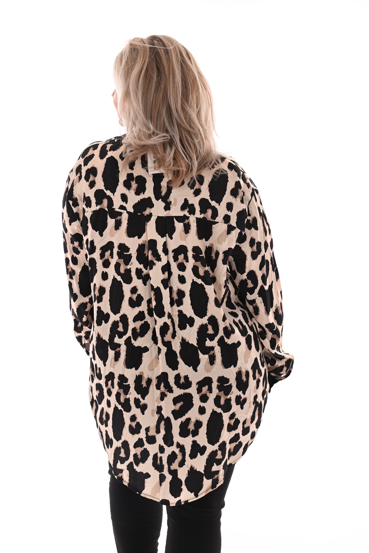 Blouse silky panterprint zwart