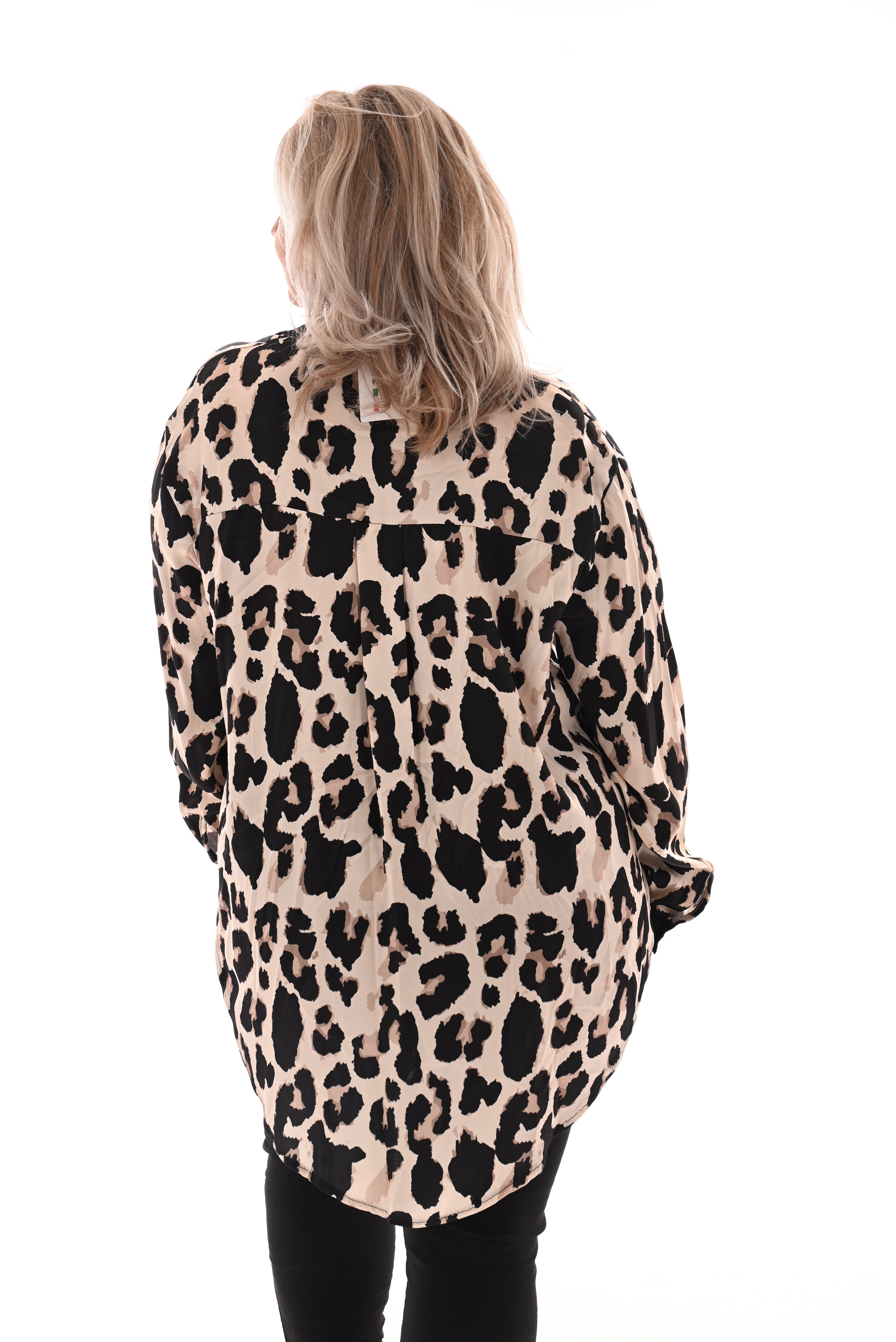 Blouse silky panterprint zwart