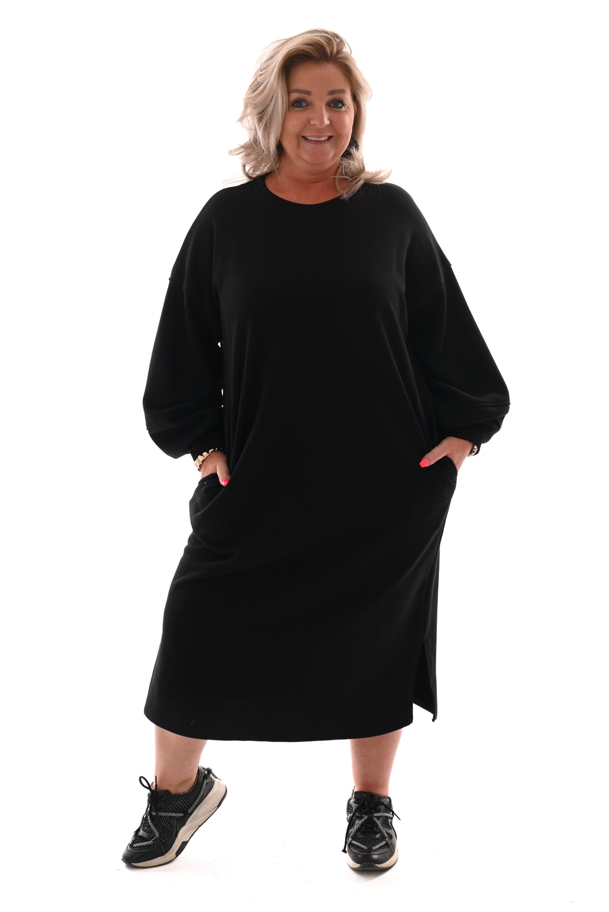 Sweaterdress met zakken zwart