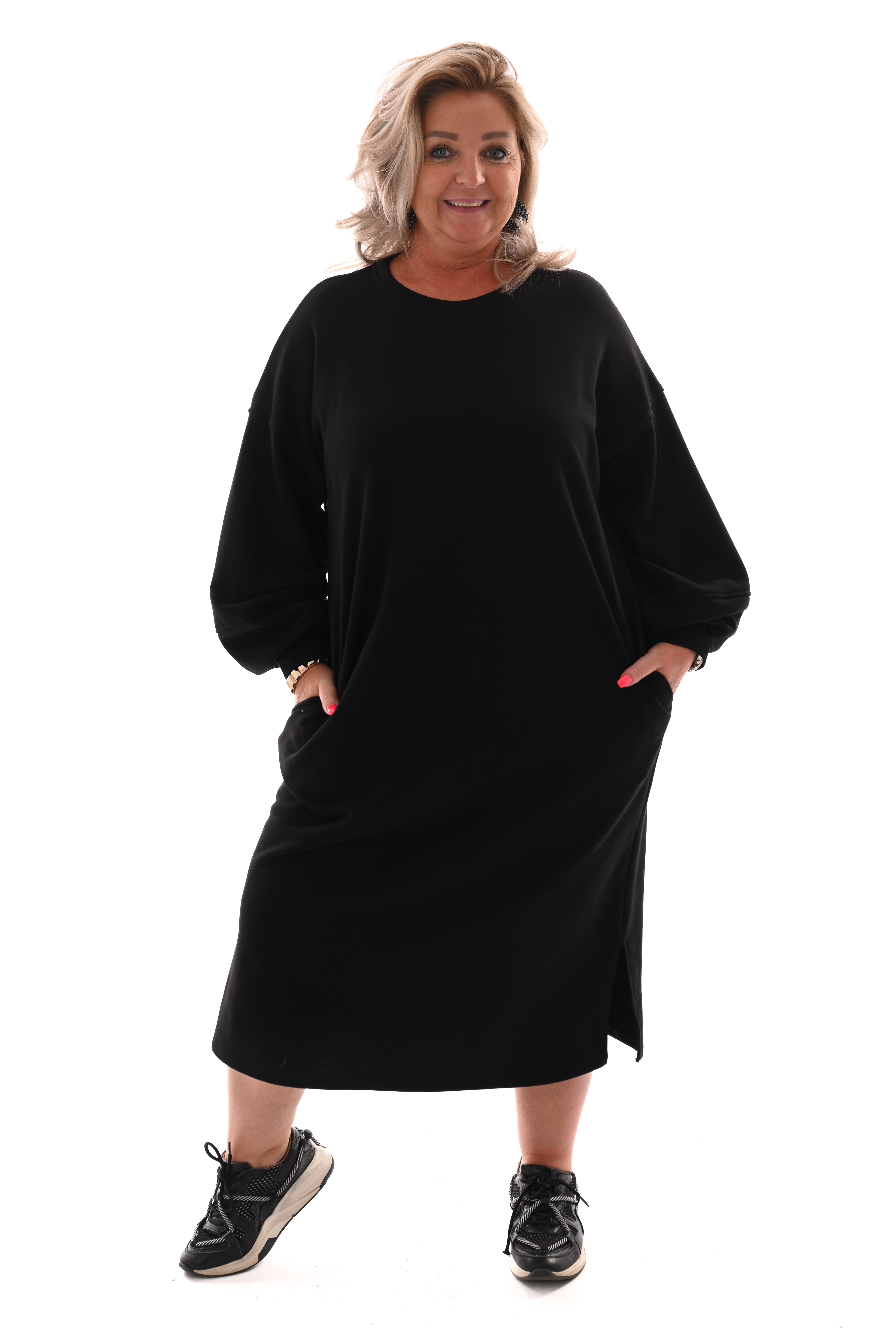 Sweaterdress met zakken zwart