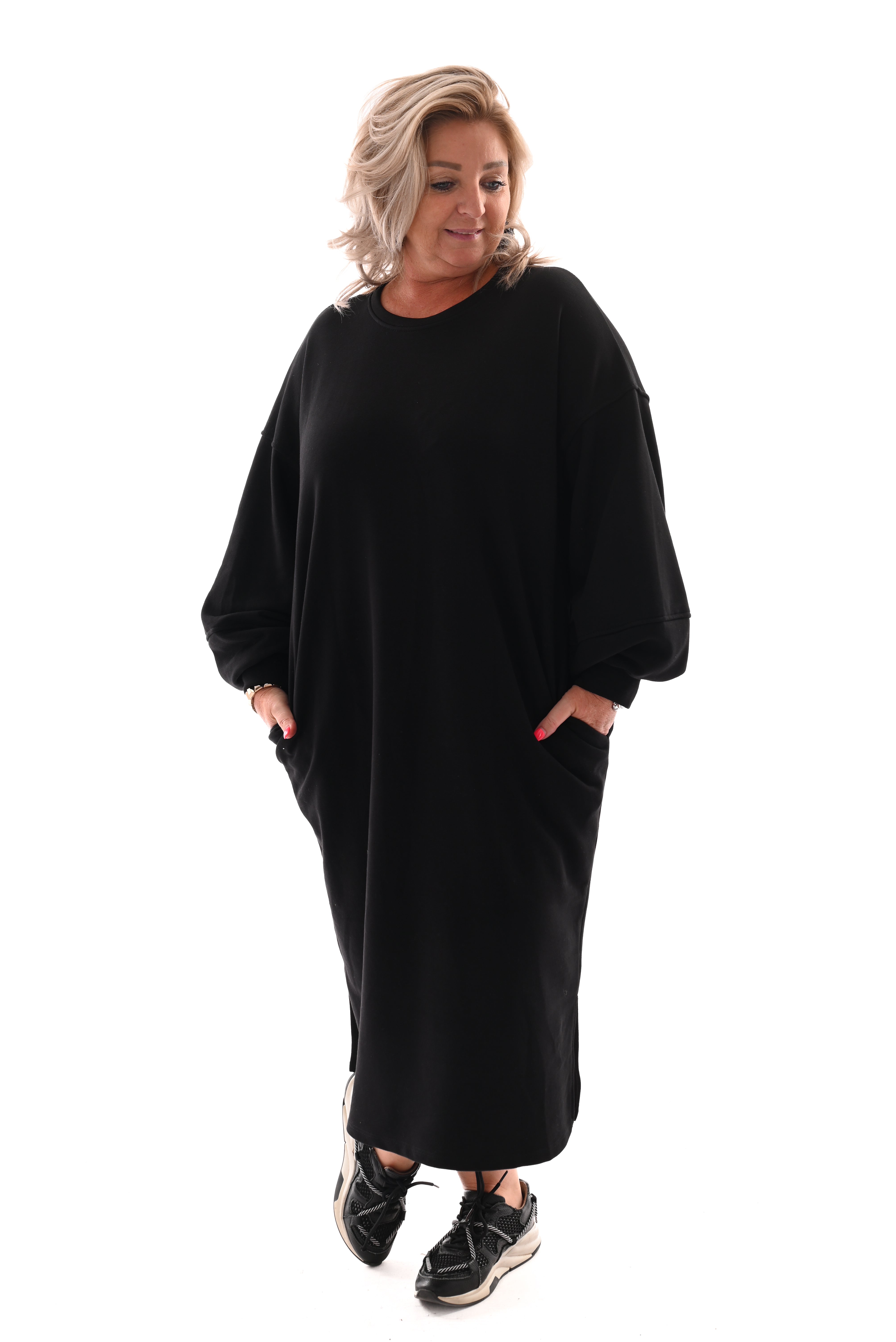 Sweaterdress met zakken zwart