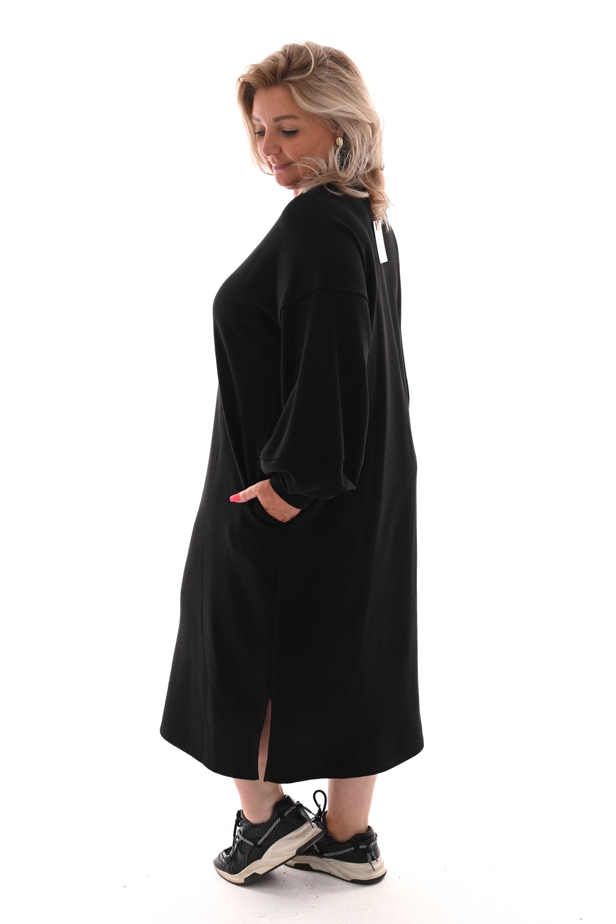 Sweaterdress met zakken zwart