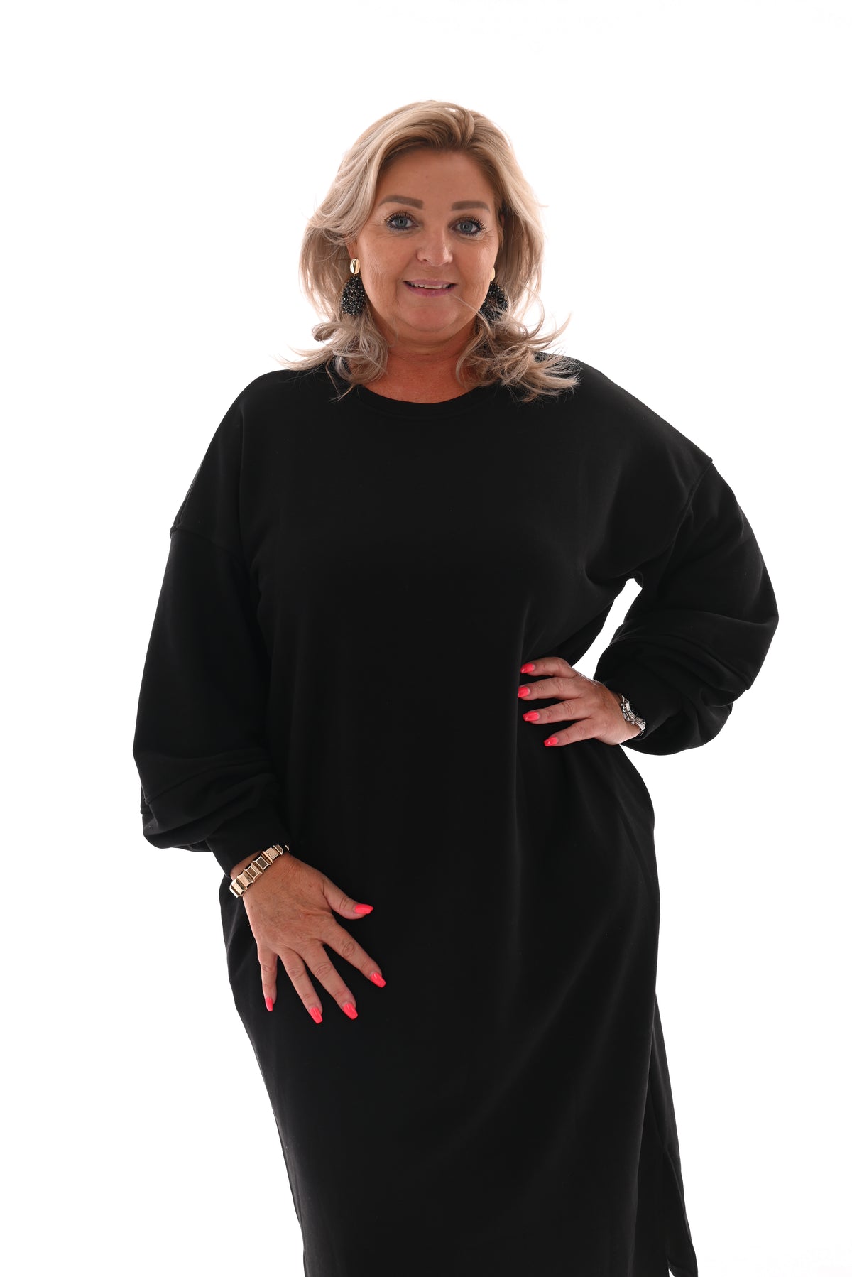 Sweaterdress met zakken zwart