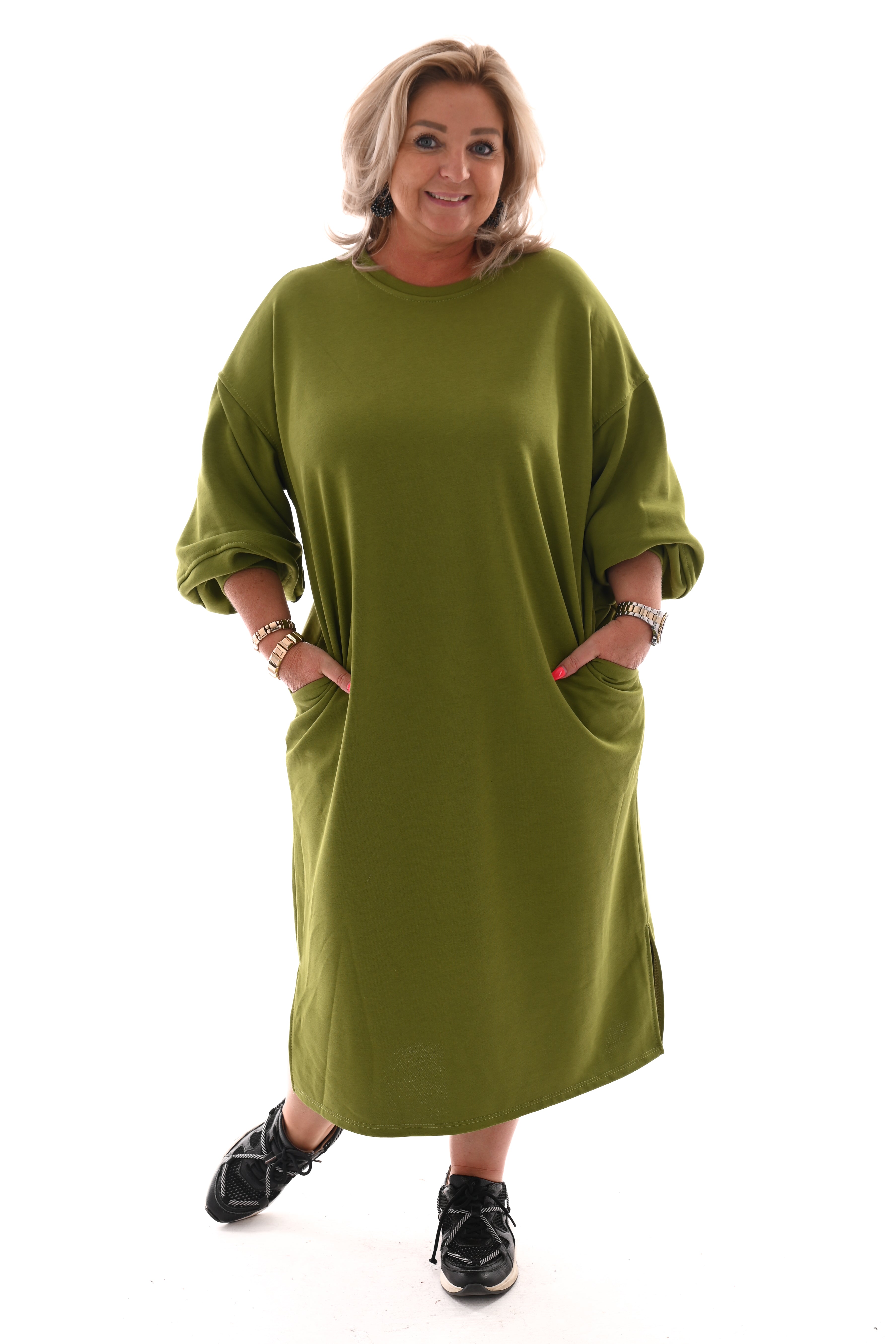 Sweaterdress met zakken groen