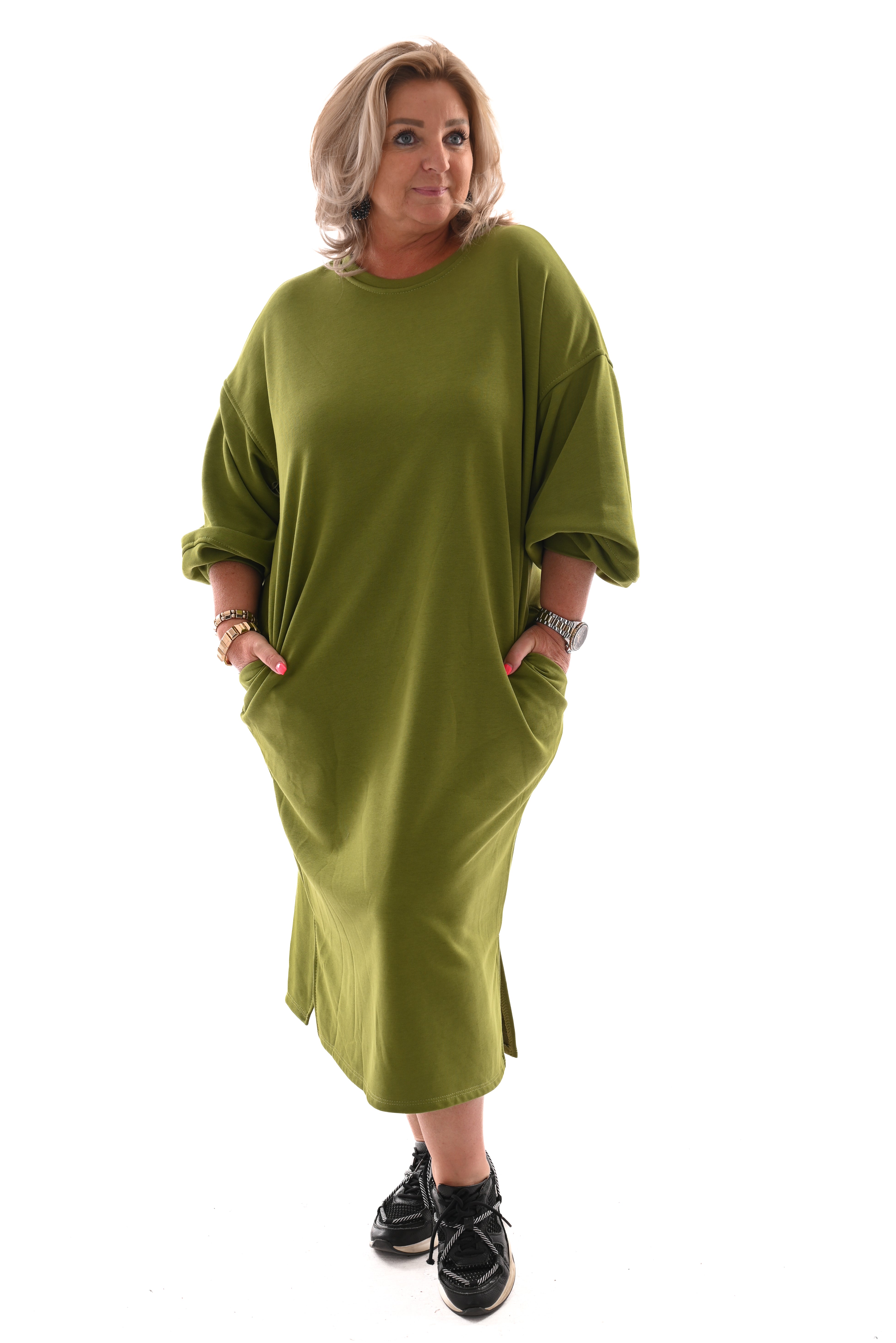 Sweaterdress met zakken groen