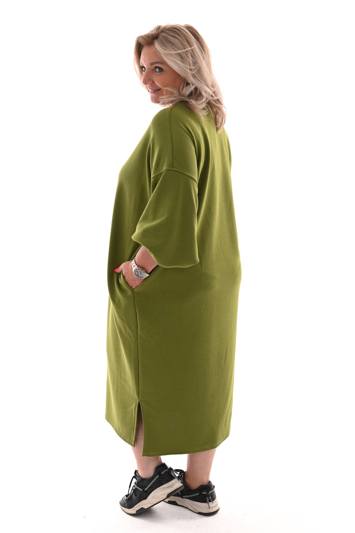 Sweaterdress met zakken groen