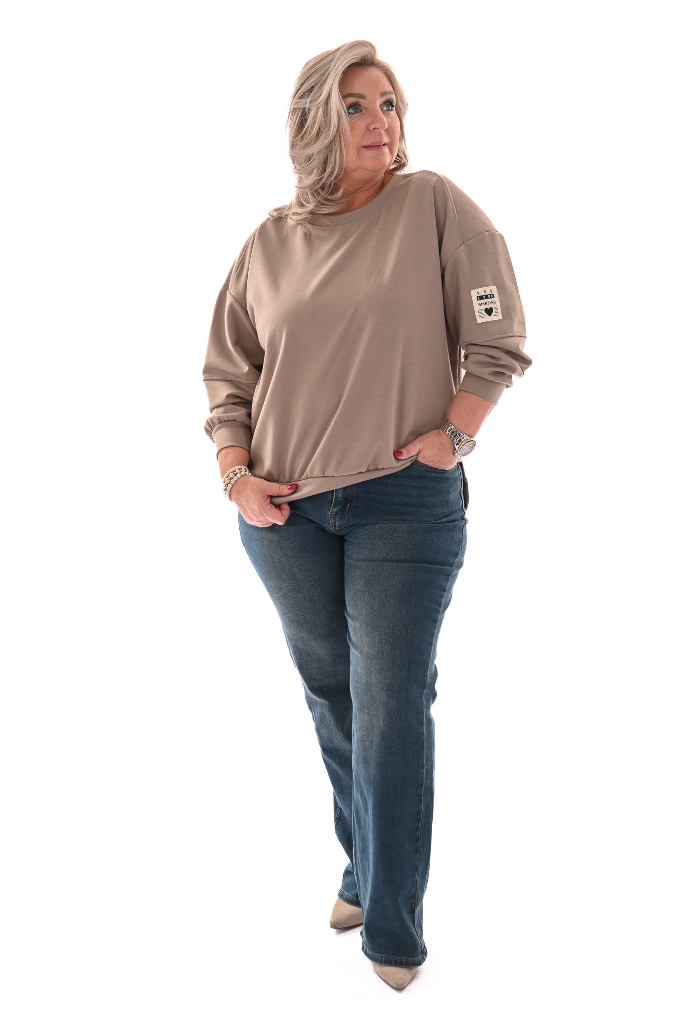Sweater you look amazing taupe