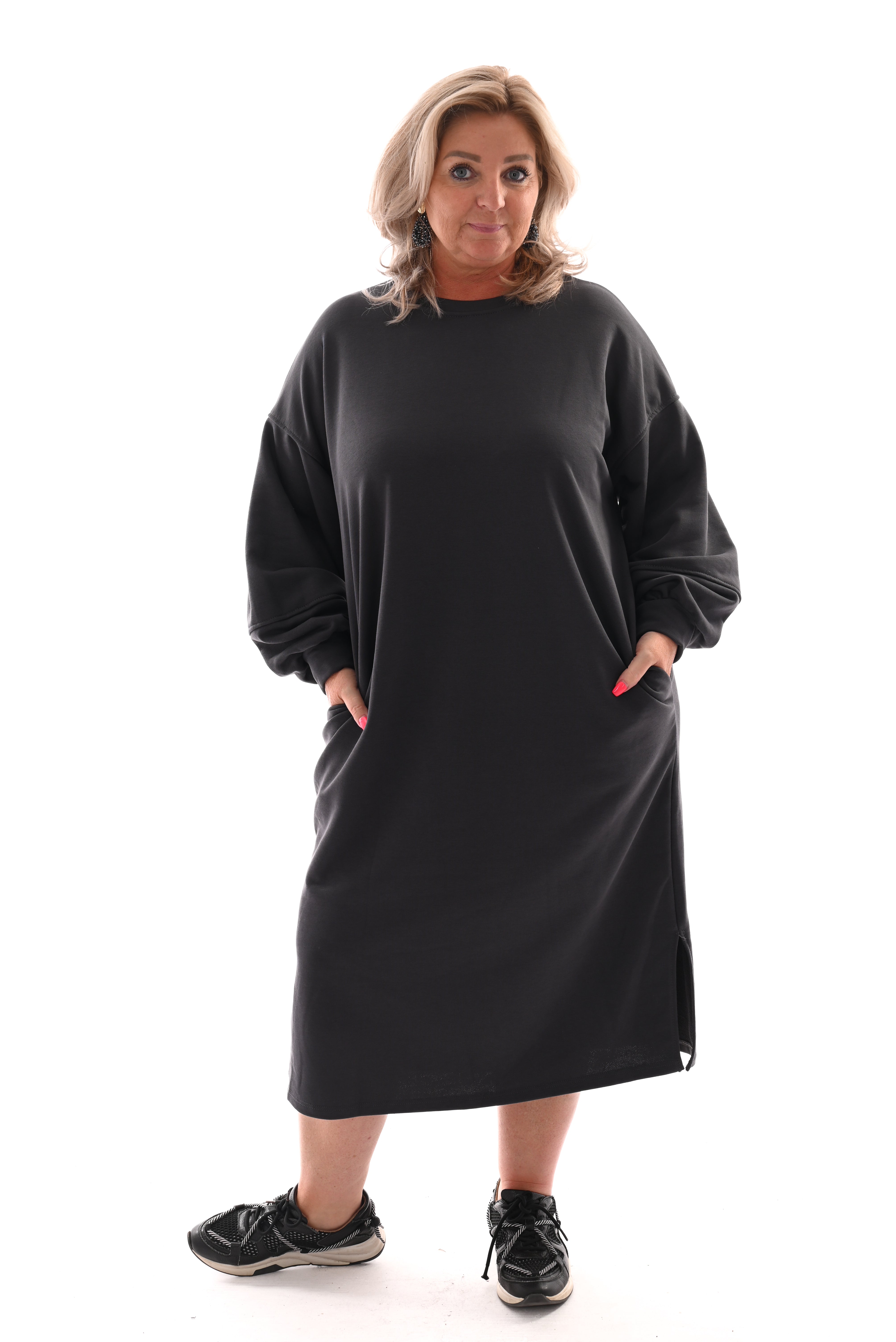 Sweaterdress met zakken antraciet