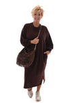 Sweaterdress met zakken donkerbruin