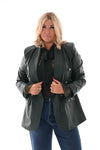 Leatherlook blazer met knopen flessengroen