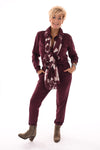 Travel jumpsuit met ceintuur aubergine