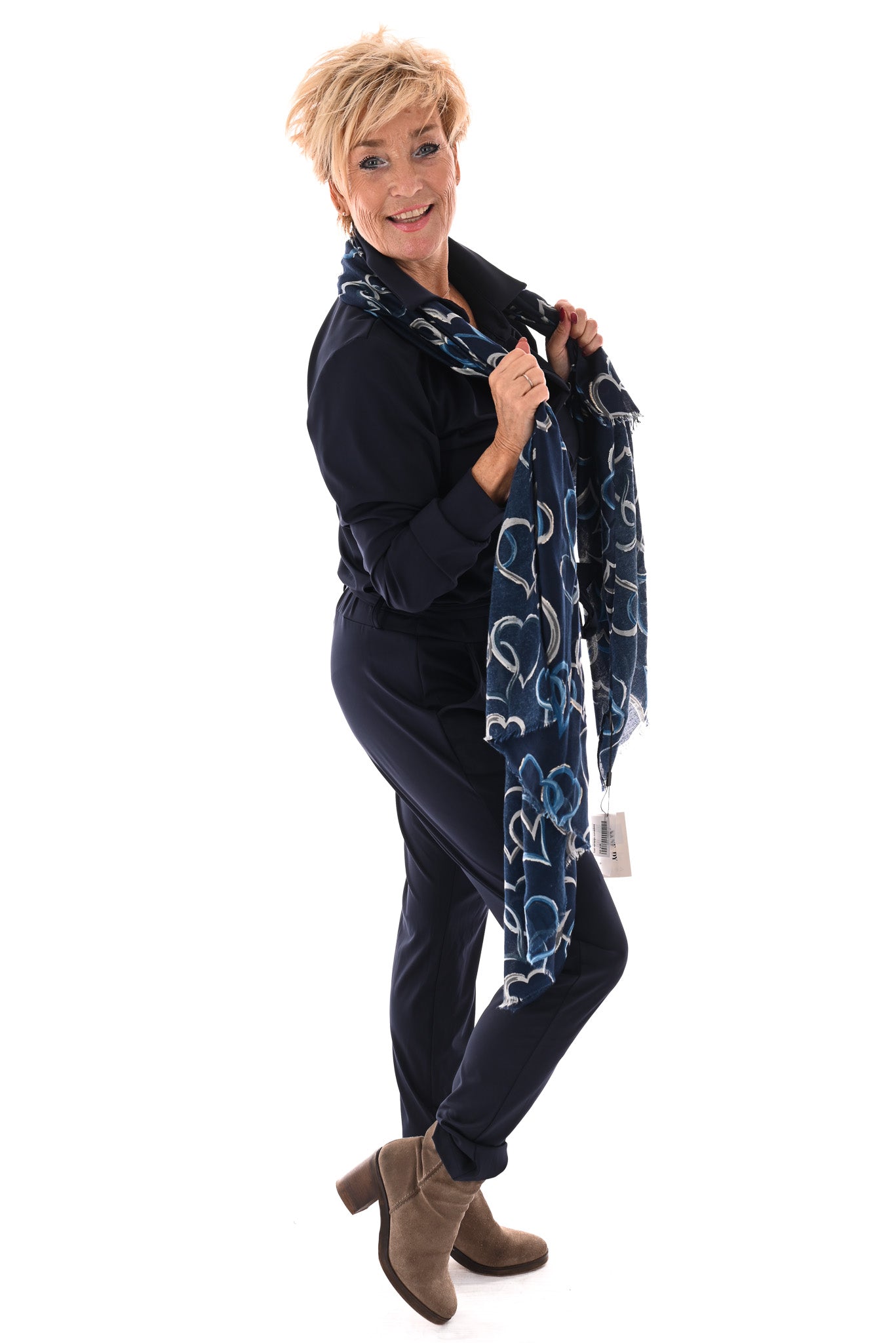 Travel jumpsuit met ceintuur marineblauw