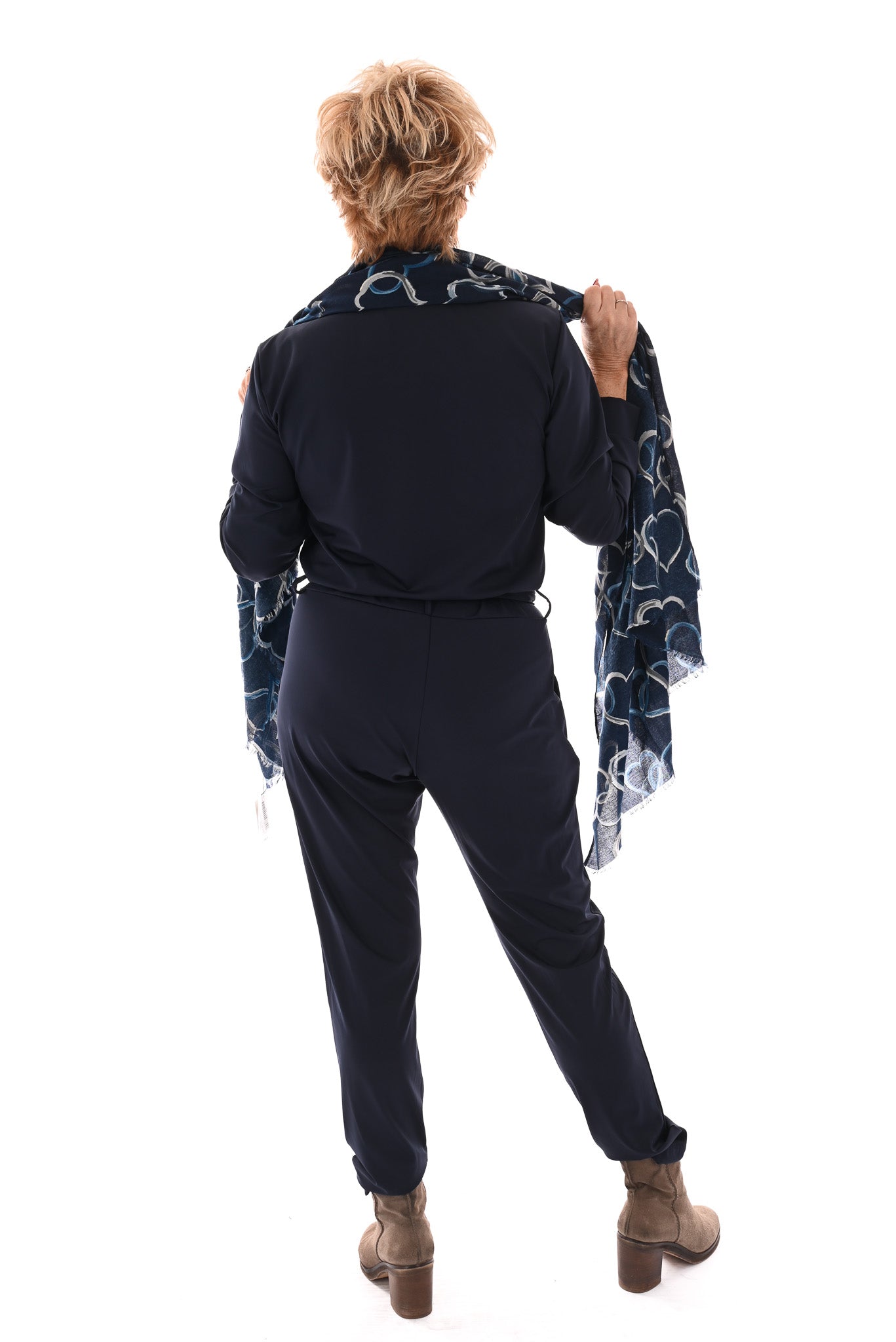 Travel jumpsuit met ceintuur marineblauw