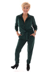 Travel jumpsuit met ceintuur flessengroen